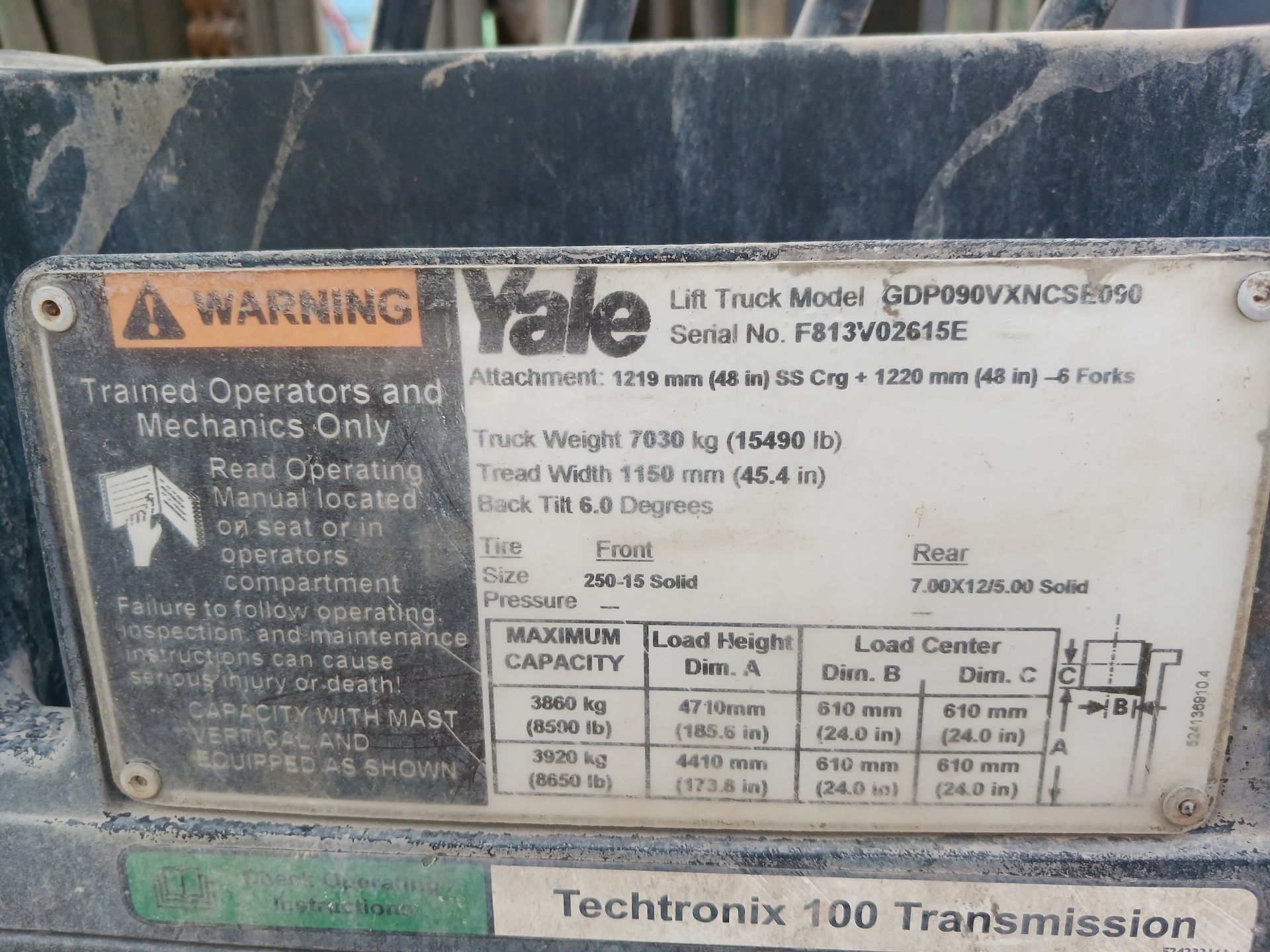 Yale GDP090VXNCSE090 9,000lb Forklift - Image 11 of 11