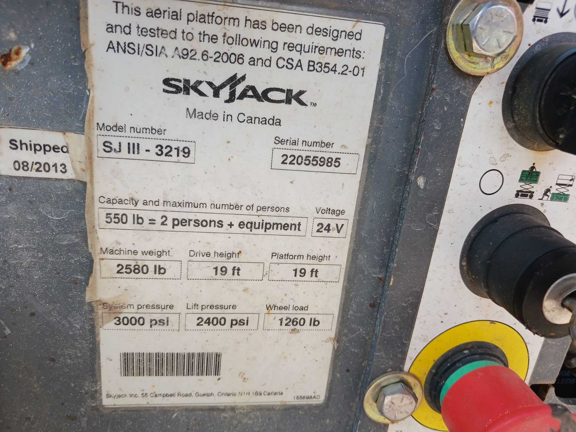 2013 Skyjack SJIII-3219 19ft Scissor Lift (A1) - Image 16 of 16
