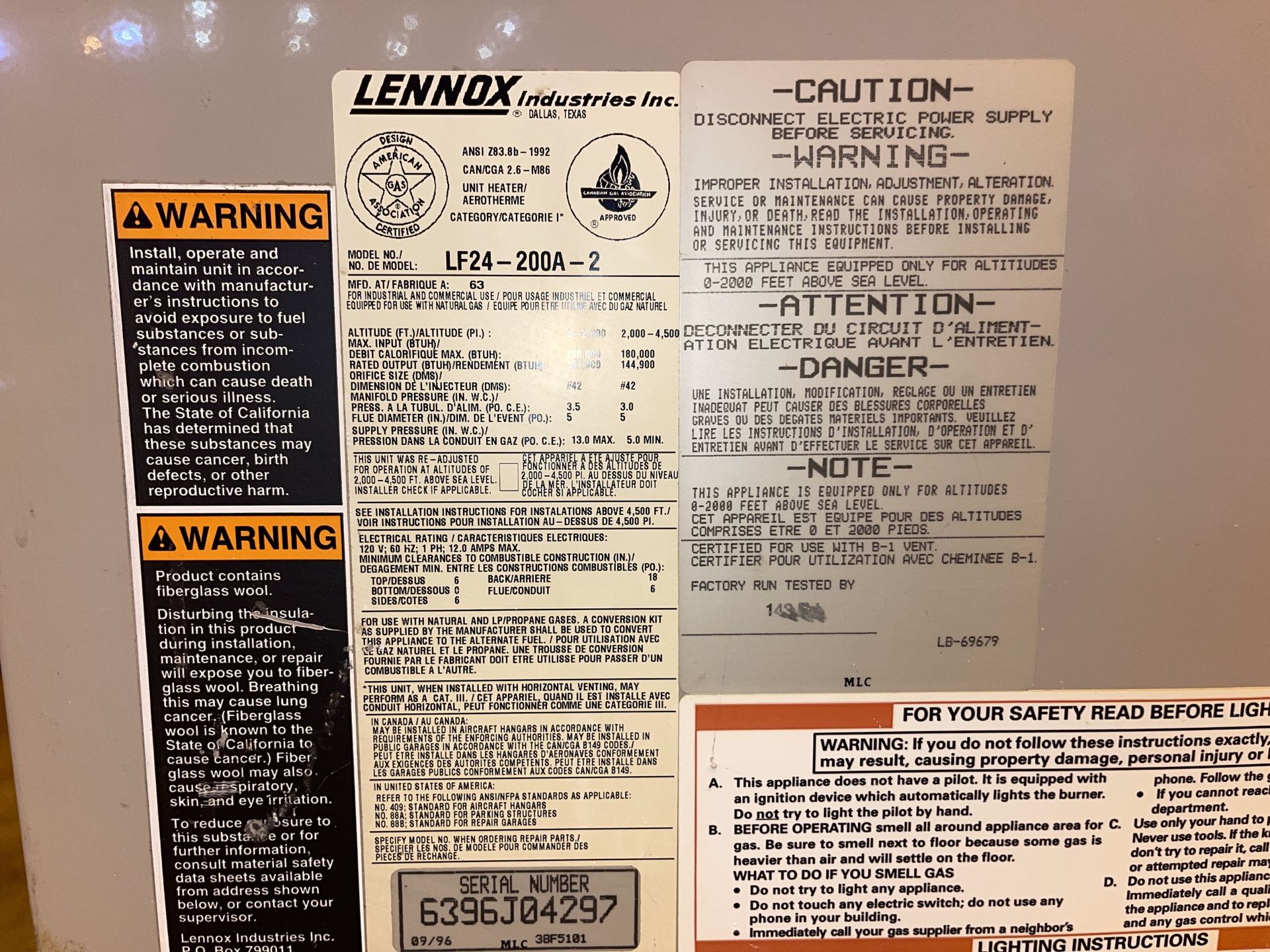 Lennox LF24-200A-2 Heater (BS87) - Image 11 of 12