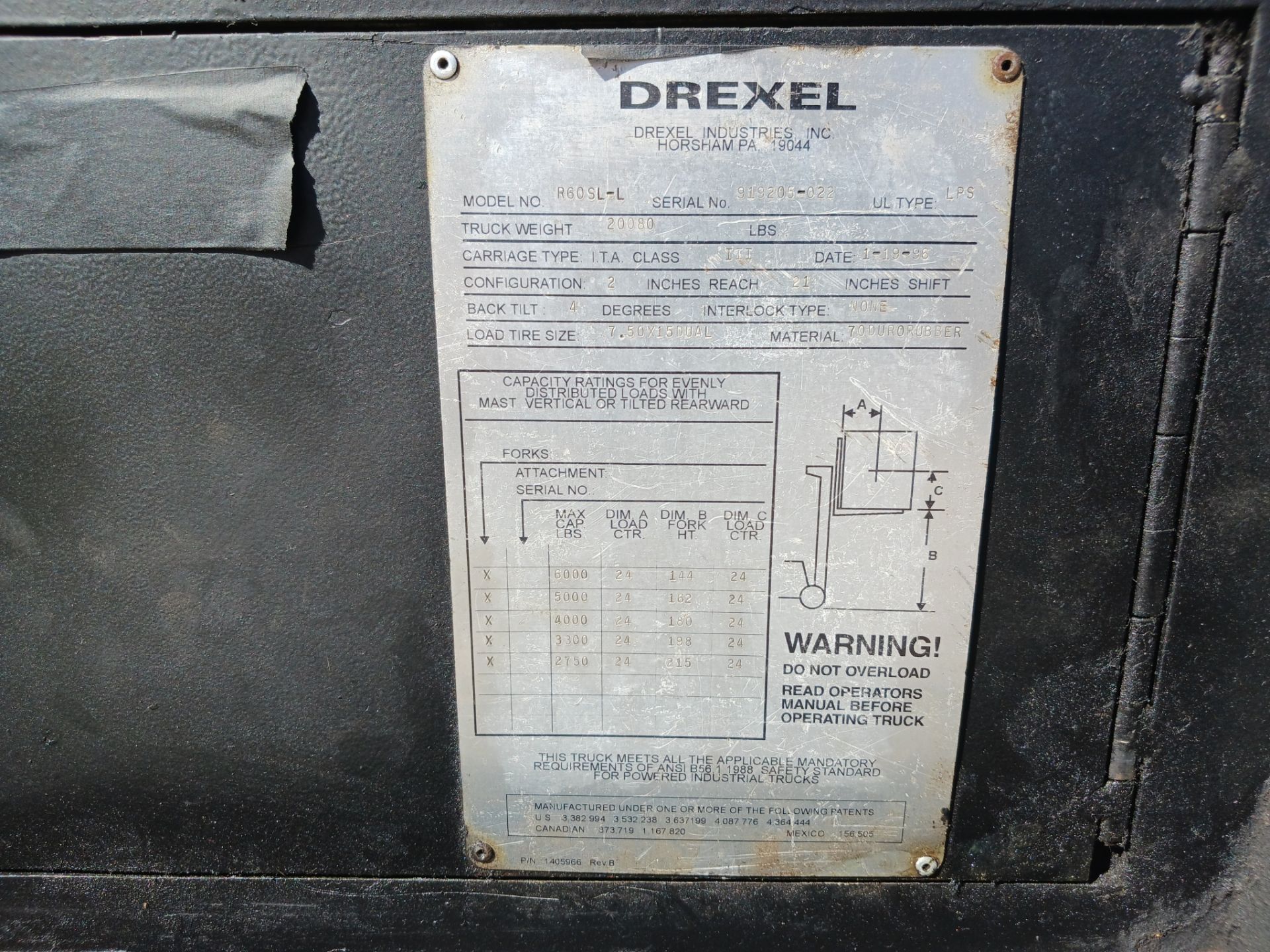 Drexel R60SL-L 6,000lb Swing Mast Forklift - Image 25 of 26