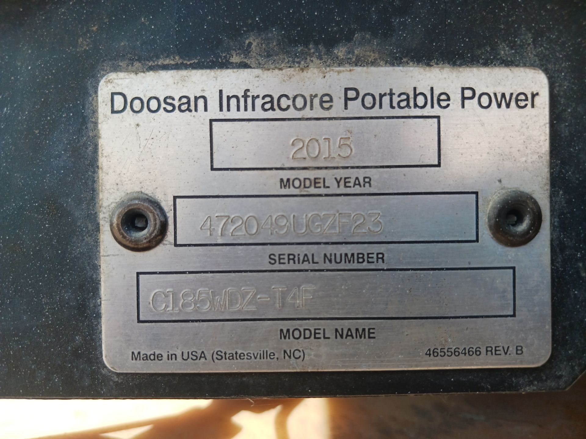 2015 Doosan C185 Towable Air Compressor - Image 13 of 15