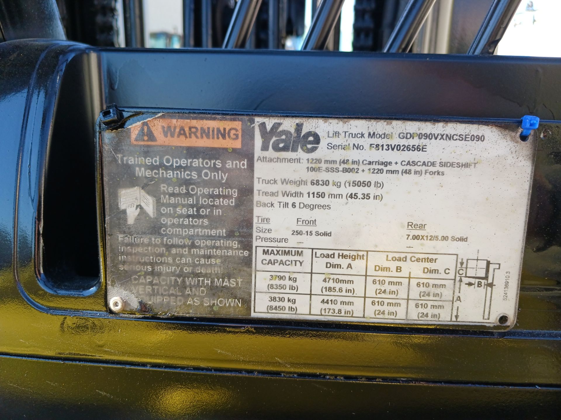 Yale GDP090VXNCSE090 9,000lb Forklift - Image 22 of 22