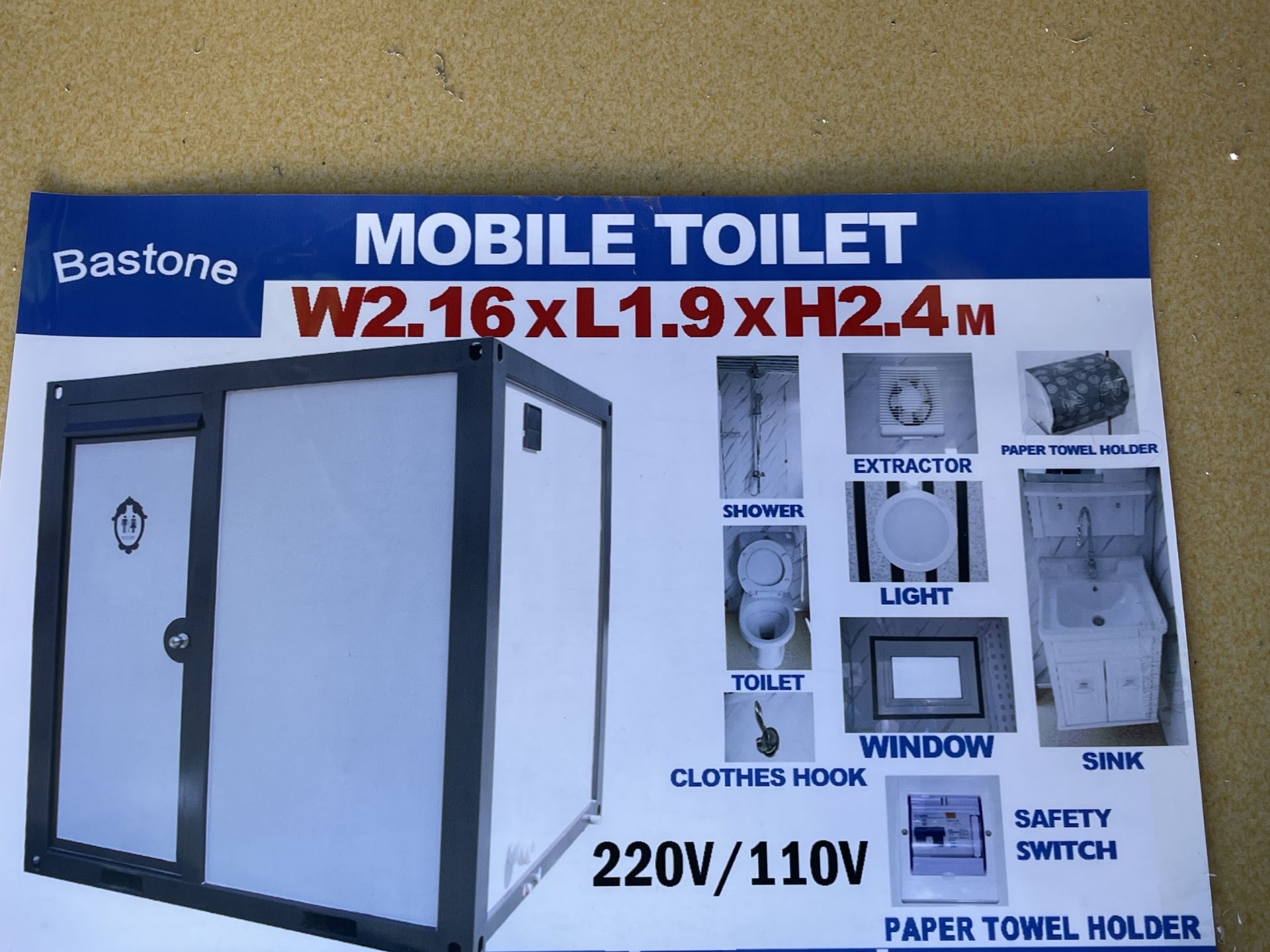 Brand New Unused 2023 Bastone 110V Portable Toilet with Shower (NY144) - Image 12 of 13