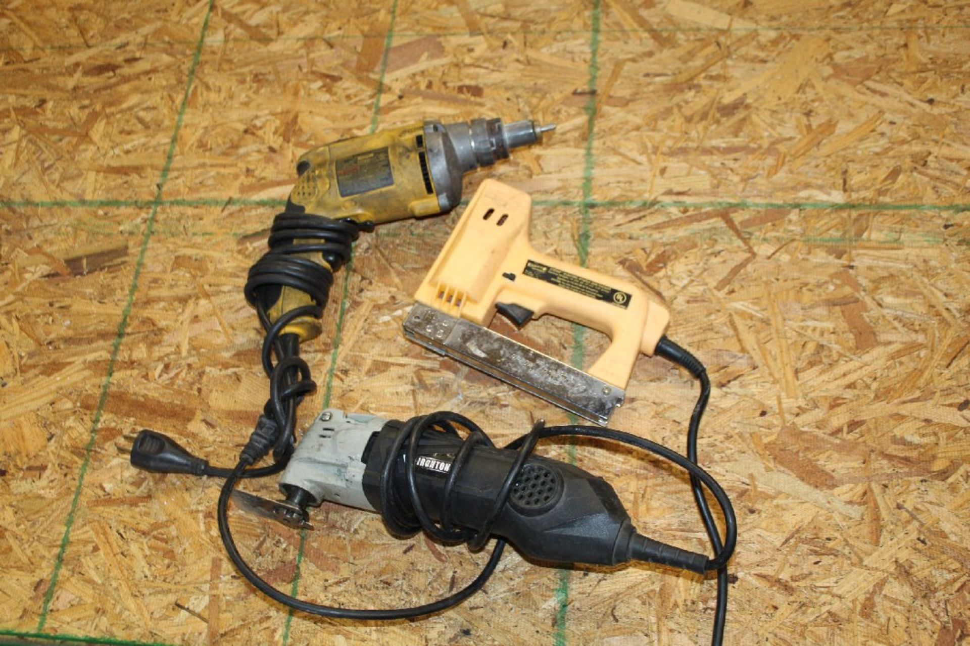 Three Tools, One DeWalt Screw Gun, One Ironton Reciprocating Tool, One Arrow Electric Stapler