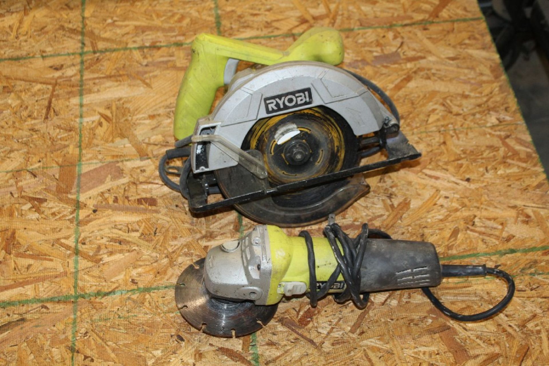 Ryobi 7.25" Circular Saw and Ryobi 4.5" Angle Grinder (w diamond cutting wheel)