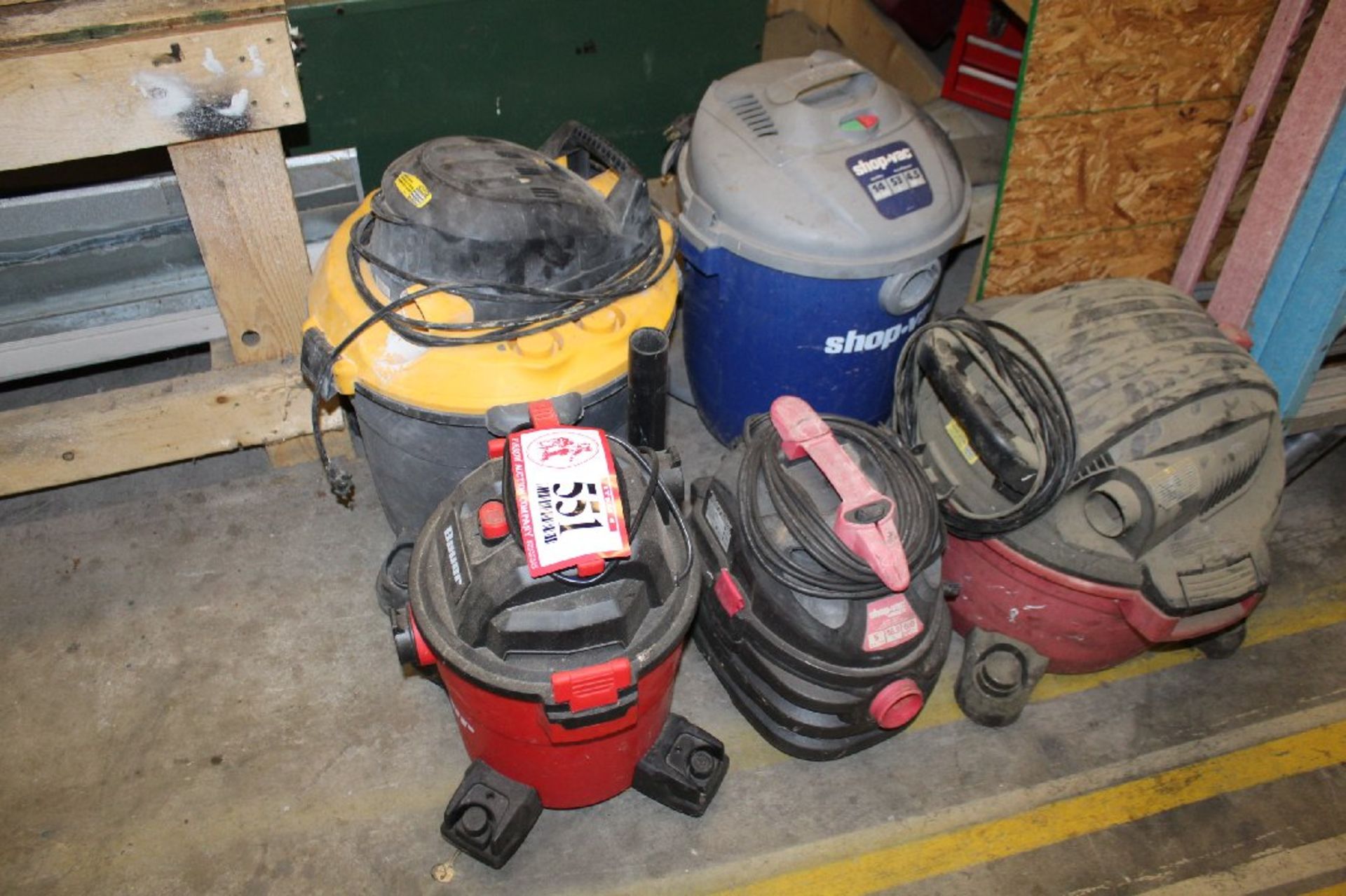 5 Assorted Wet/Dry Shop Vacs, Various Sizes