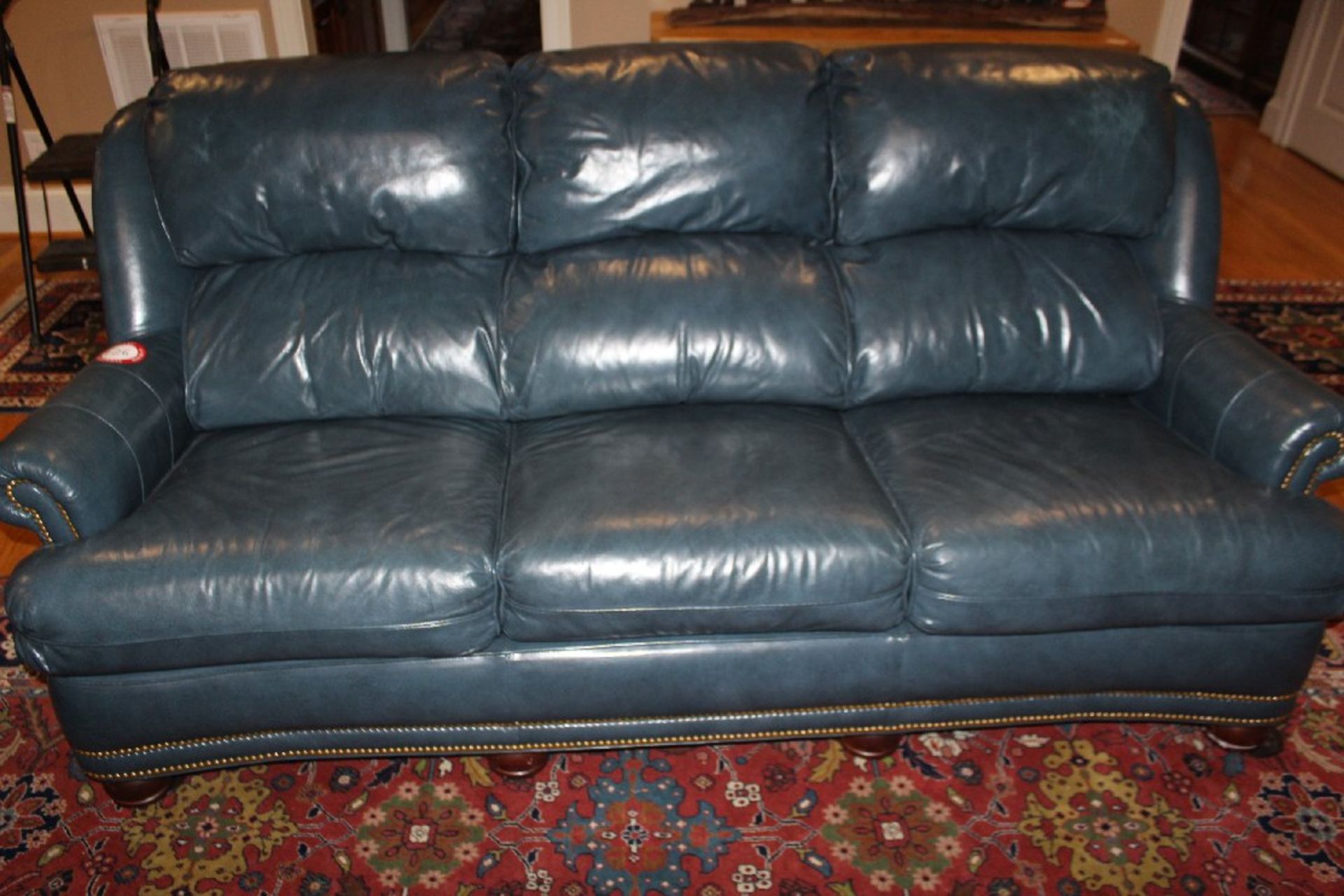 Hancock & Moore Hunter Green Leather Sofa, 3 Cushions, 85" l x 40" d - Image 3 of 5