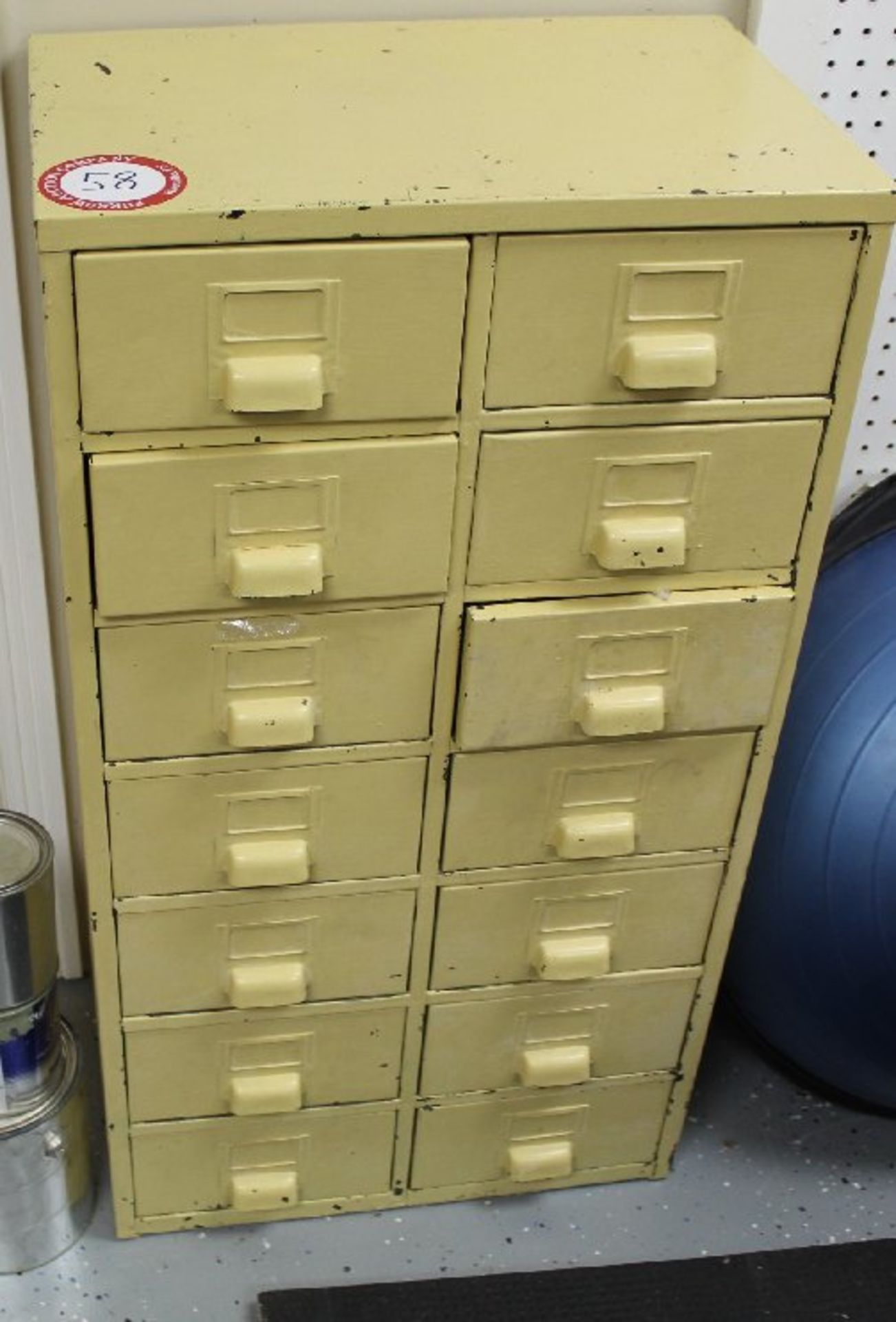 Metal Cabinet with 14 Drawers plus Contents, Hardware, Screws, Fasteners, Nails, etc.