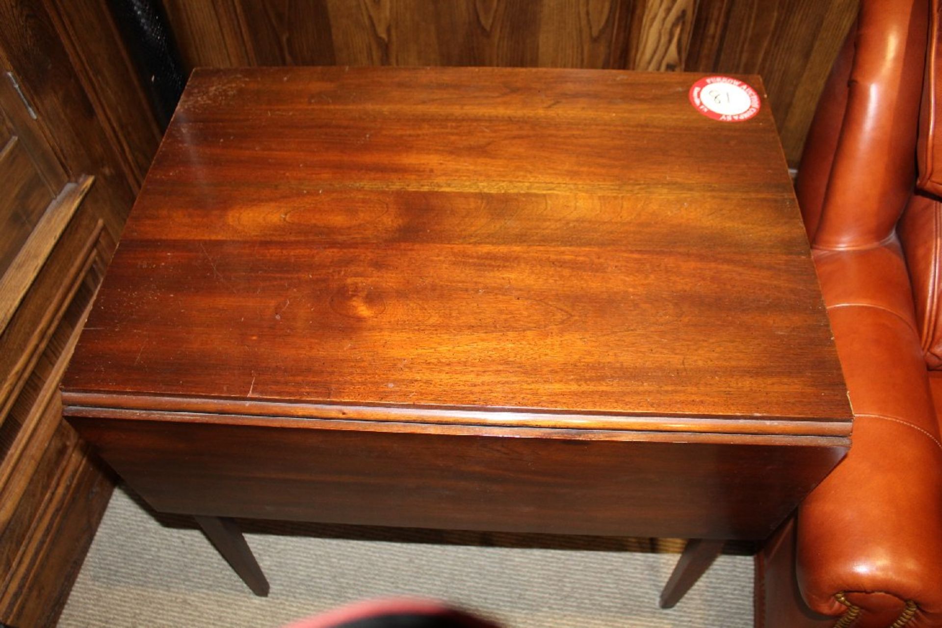 Cherry Finish Table with Two Fold Down Leaves and One Drawer
