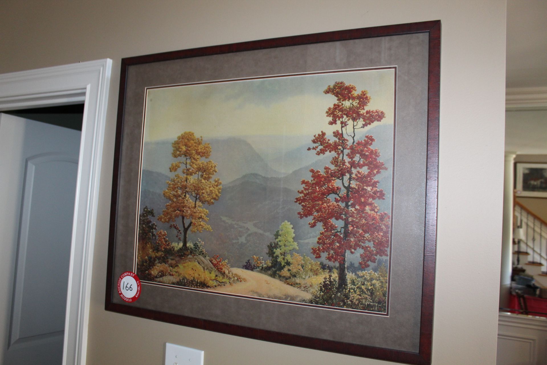 Framed Under Glass Print, Signed, Unknown Artist, Smoky Mountain Scene with Trees in Foreground - Image 2 of 3