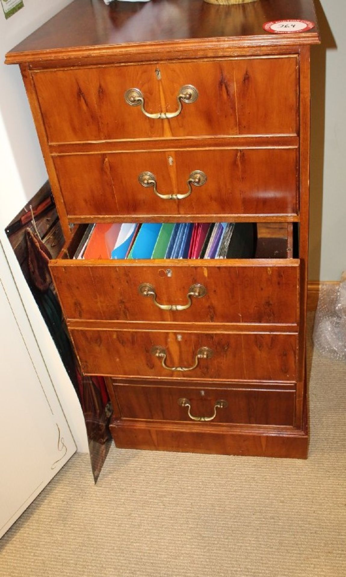 Three Drawer Wooden Filing Cabinet, Locking (no key)