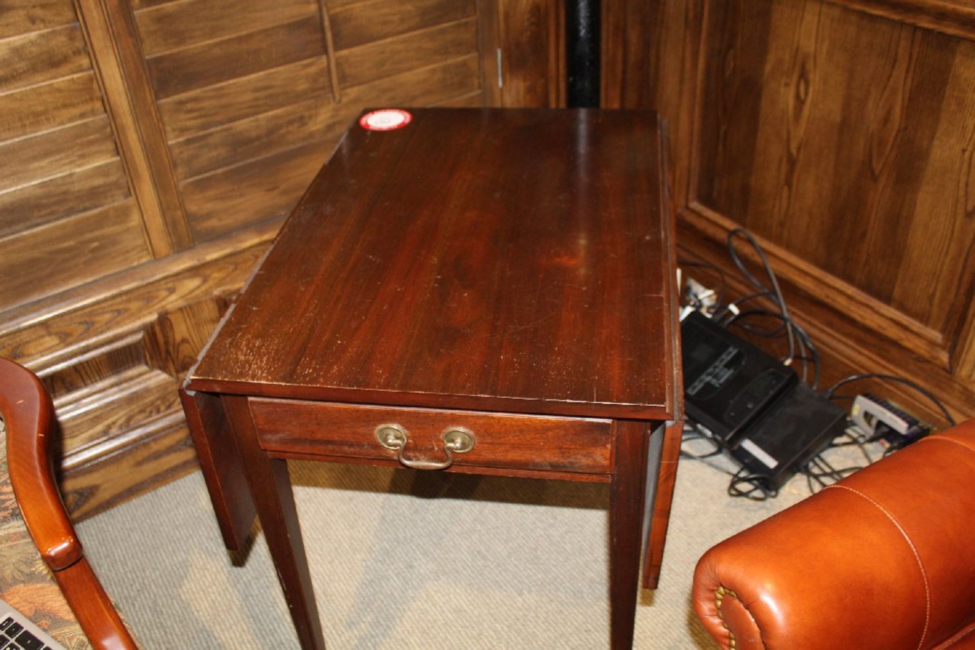 Cherry Finish Table with Two Fold Down Leaves and One Drawer - Image 3 of 3