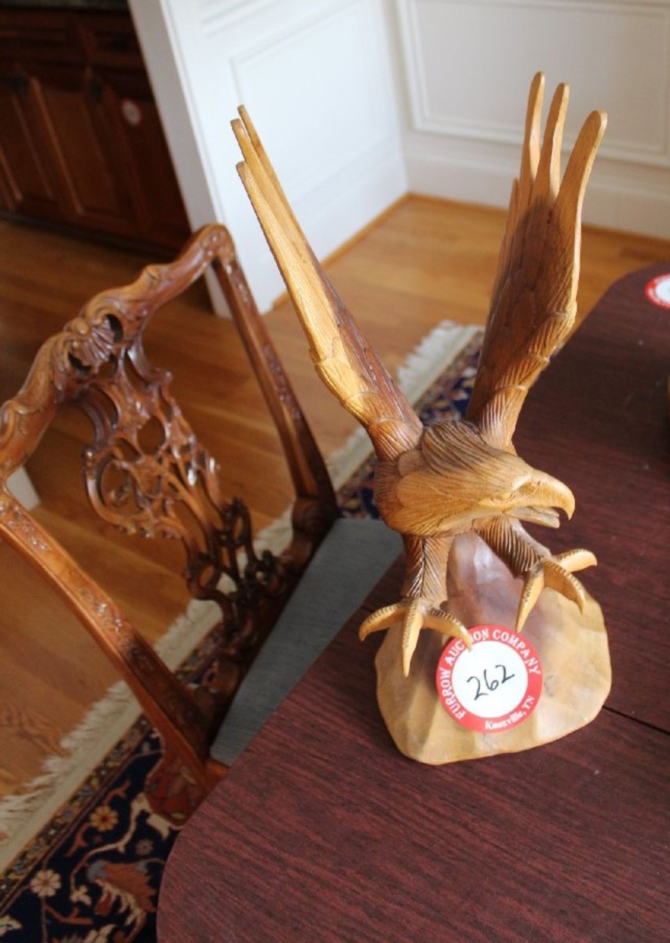 Carved Wooden Eagle, Wings Up, Talons Out, 20.5" h x 8" w x 9" d