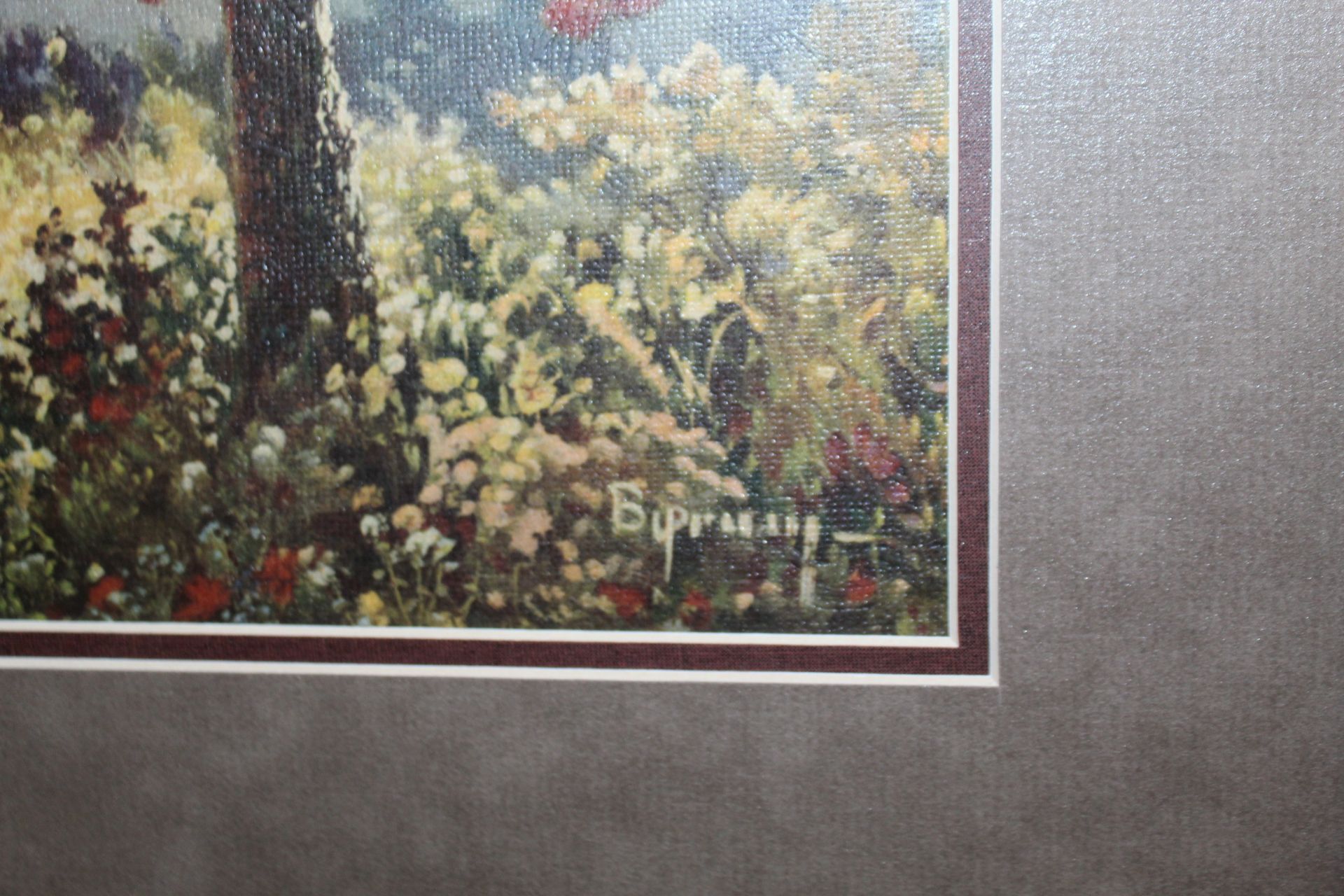 Framed Under Glass Print, Signed, Unknown Artist, Smoky Mountain Scene with Trees in Foreground - Image 3 of 3