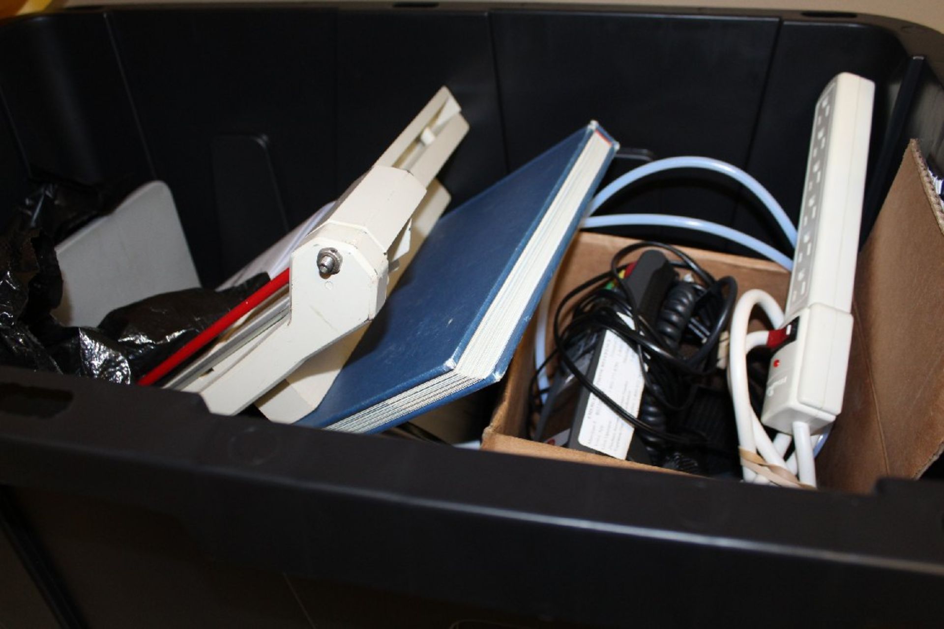 Duraflame Space Heater plus Contents of Bin, (cords, Paper cutter, books, etc.) - Image 3 of 3