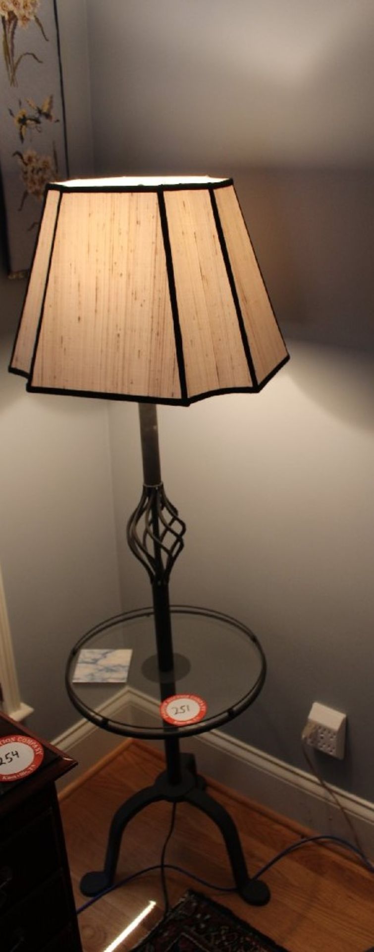 Decorative Floor Lamp with Integrated Table, Wrought Iron