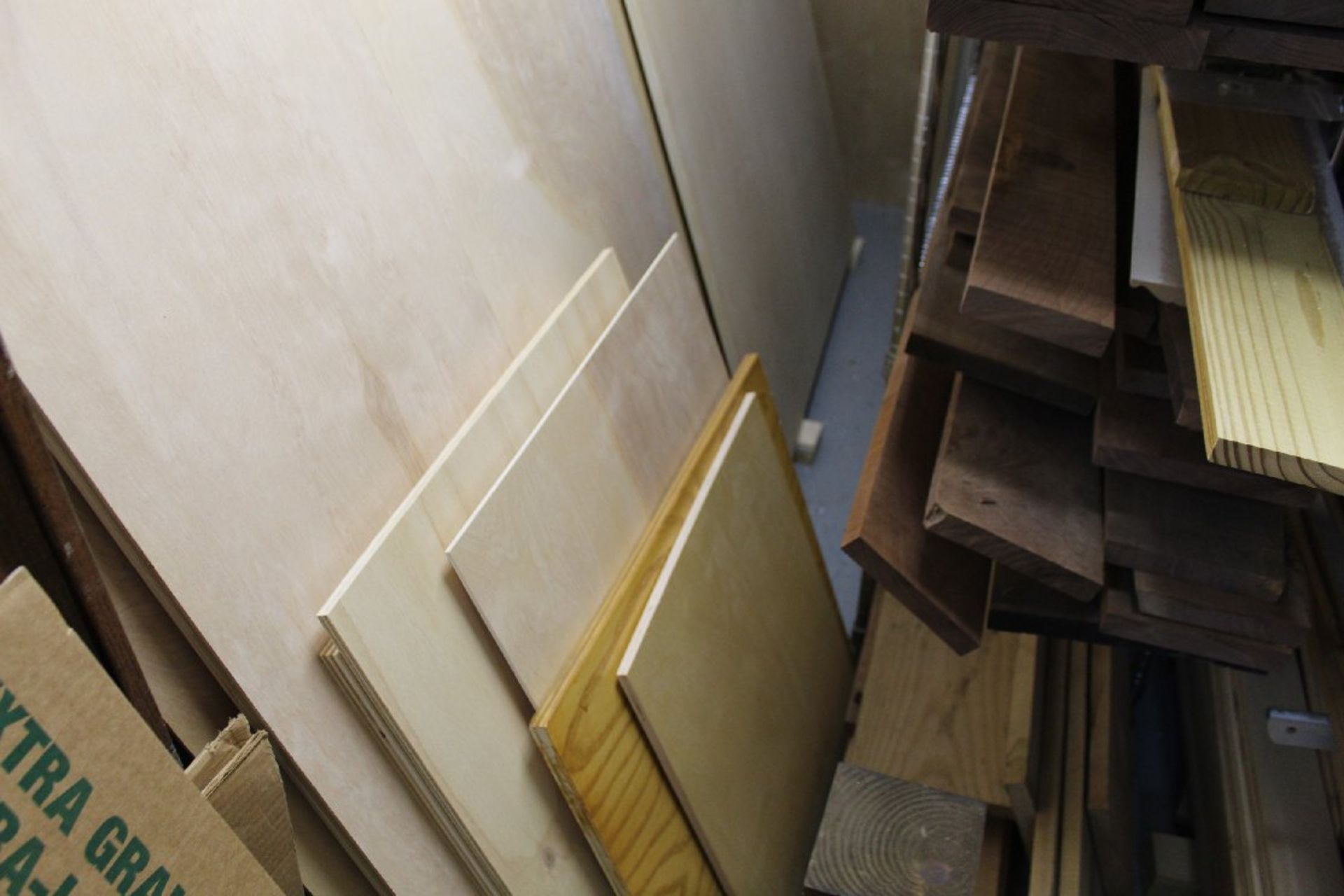 Assorted Lumber of Various Lengths & Species, Plywood Boards of Various Sizes, Metal Shelf with 4 - Image 2 of 6