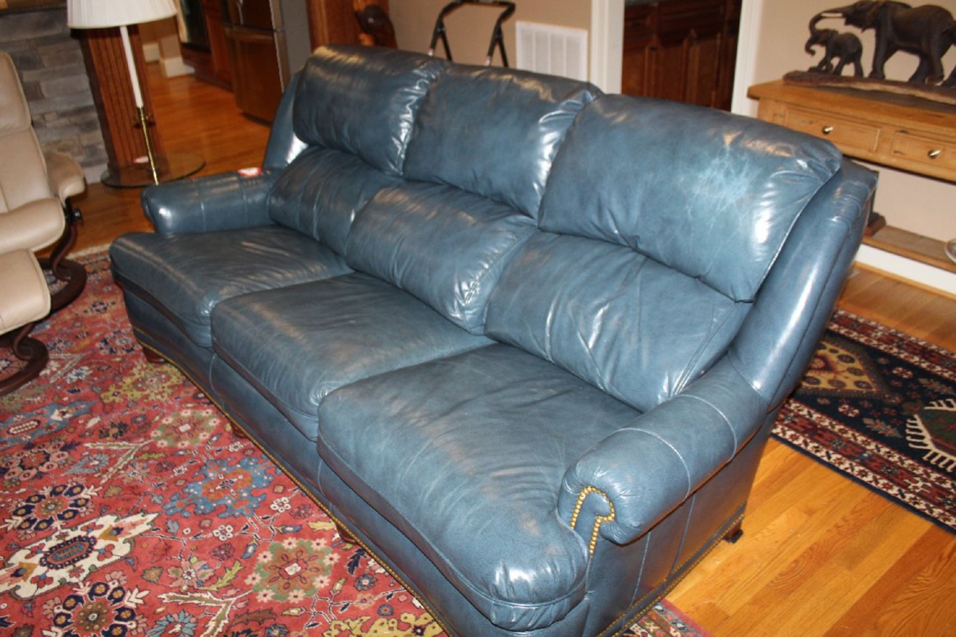 Hancock & Moore Hunter Green Leather Sofa, 3 Cushions, 85" l x 40" d - Image 2 of 5