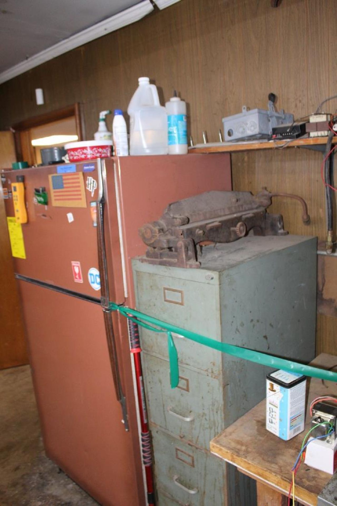 Everything Behind Green Ribbon (vacuum pump oil, electrical components, file cabinet, refrigerator/ - Image 3 of 3