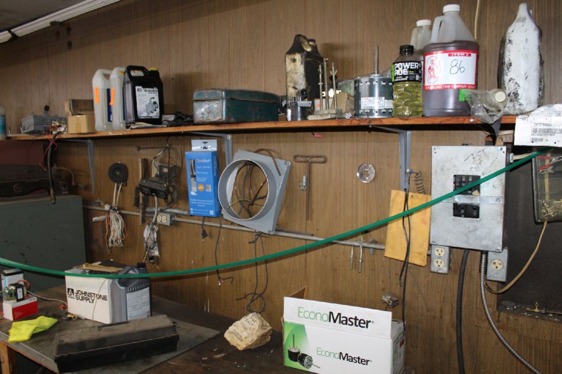 Everything Behind Green Ribbon (vacuum pump oil, electrical components, file cabinet, refrigerator/