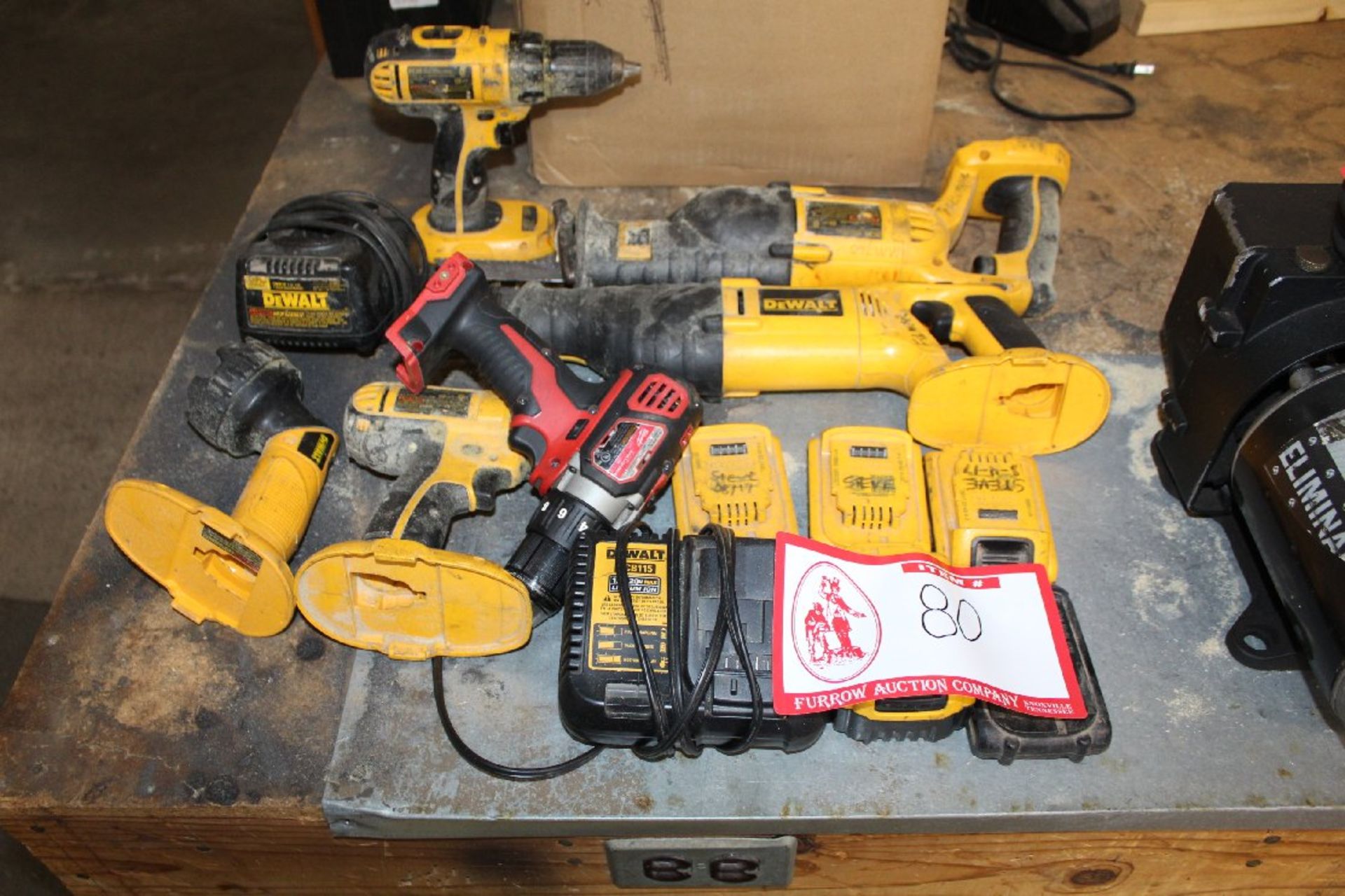 Two DeWalt Cordless Drills, Two DeWalt Cordless Reciprocating Saws, DeWalt Flashlight, Includes