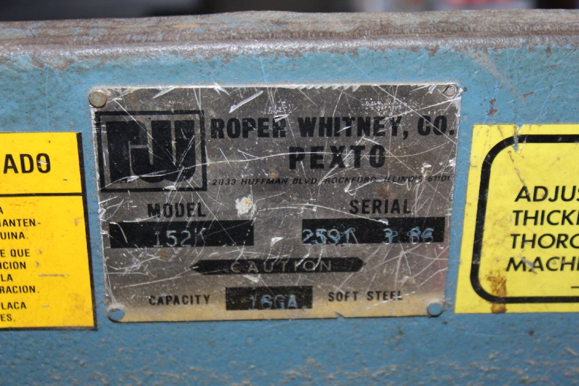 Roper Whitney Company PEXTO 16 Gauge Model 152 Stomp Sheer, 52" - Image 2 of 2