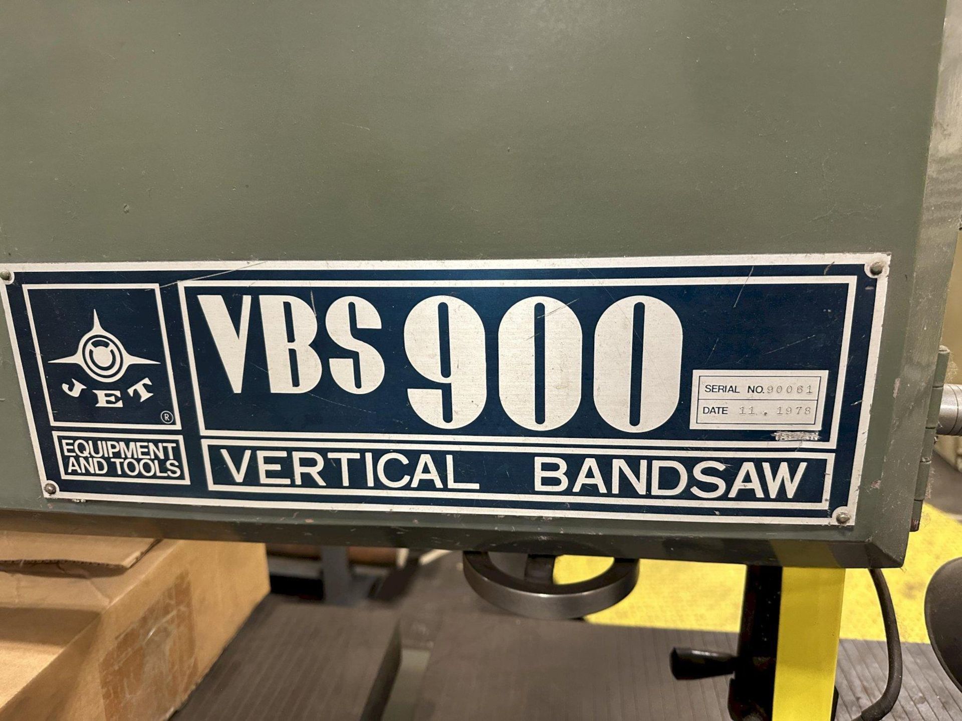 9" X 36" JET VBS-900 VERTICAL BANDSAW. - Image 5 of 9