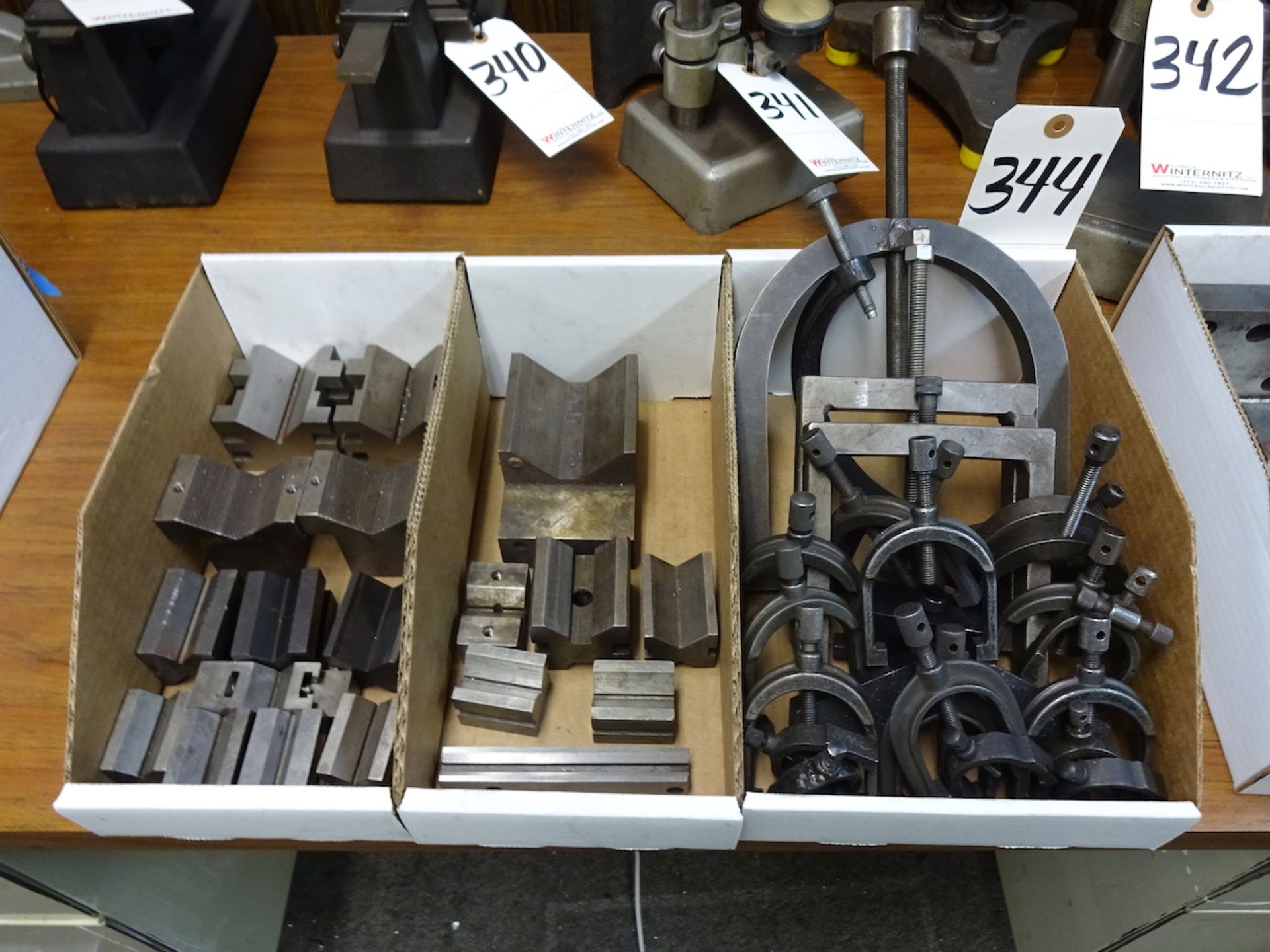 LOT: Assorted V-Blocks & Clamps in (3) Boxes