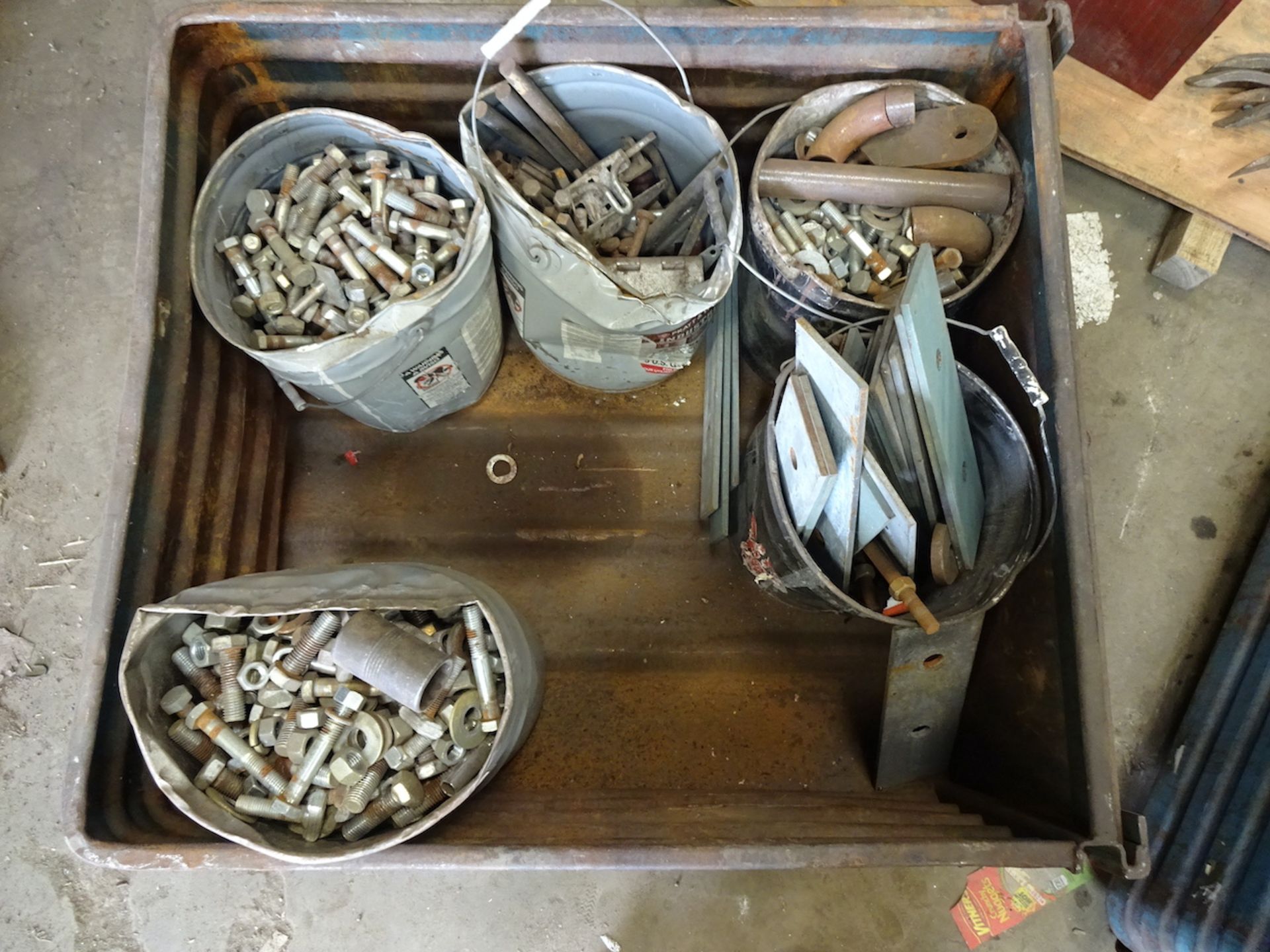 LOT: Assorted Bolts, Nuts, etc. (includes corrugated bin)