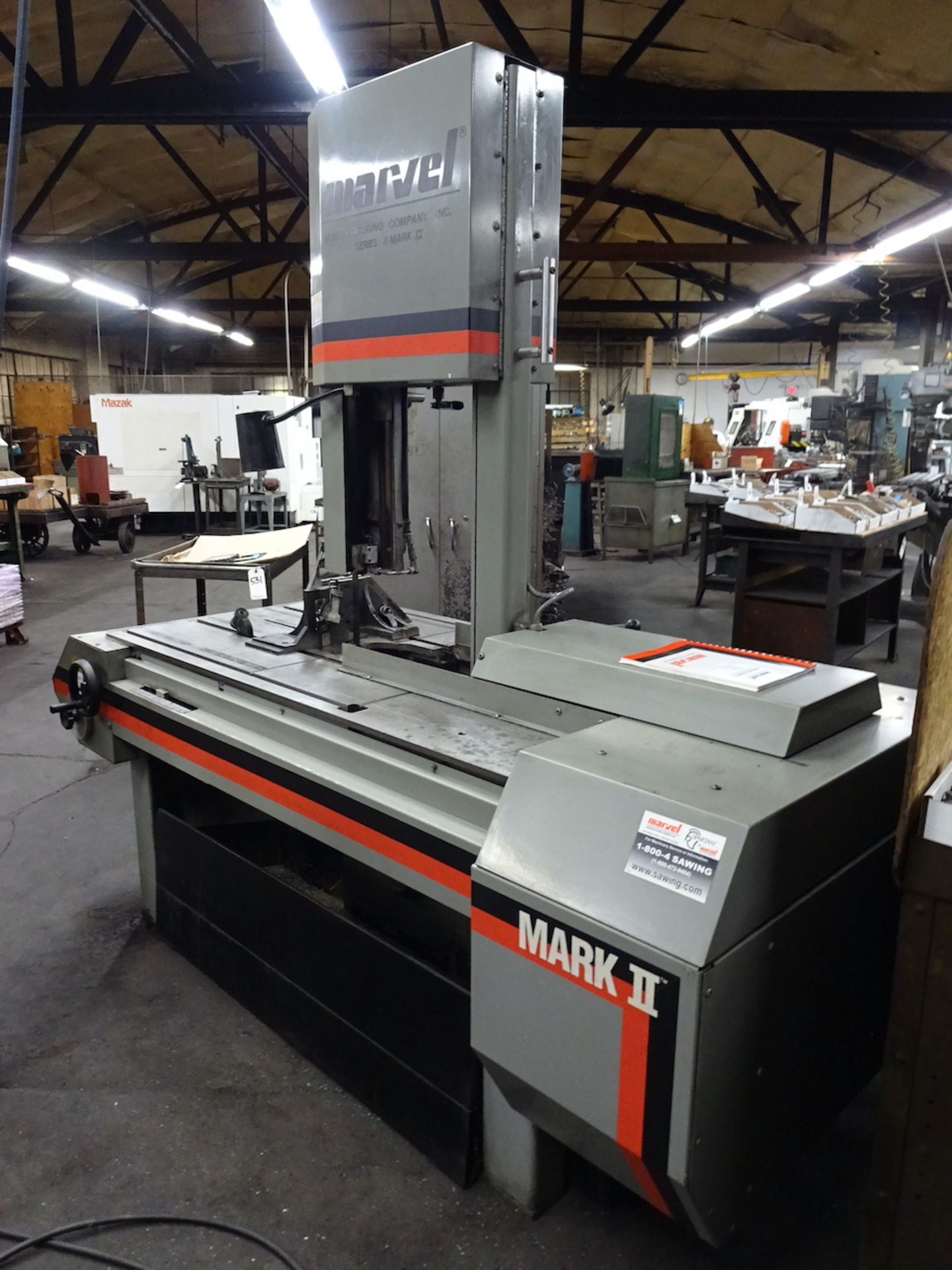 2011 Marvel Model 8-Mark II Series 8 Vertical Band Saw, S/N 830745 - Image 3 of 12