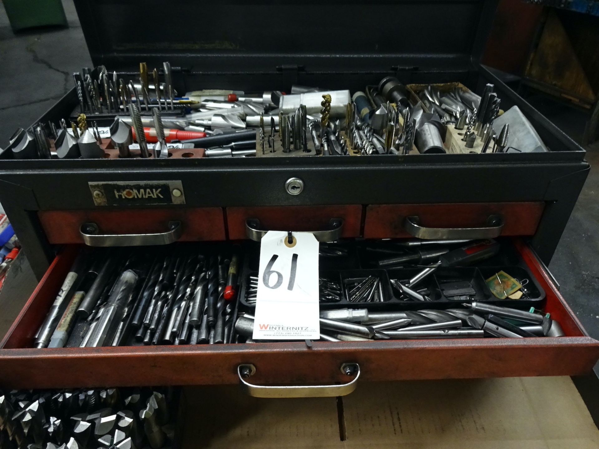 LOT: Homak Tool Box, with Contents including Assorted End Mills & Milling Cutters - Image 3 of 3