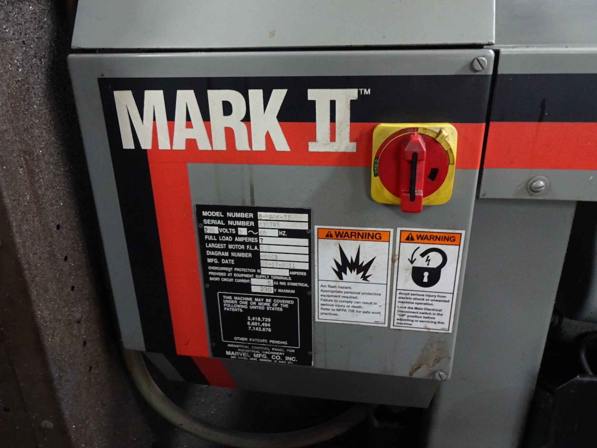 2011 Marvel Model 8-Mark II Series 8 Vertical Band Saw, S/N 830745 - Image 8 of 12