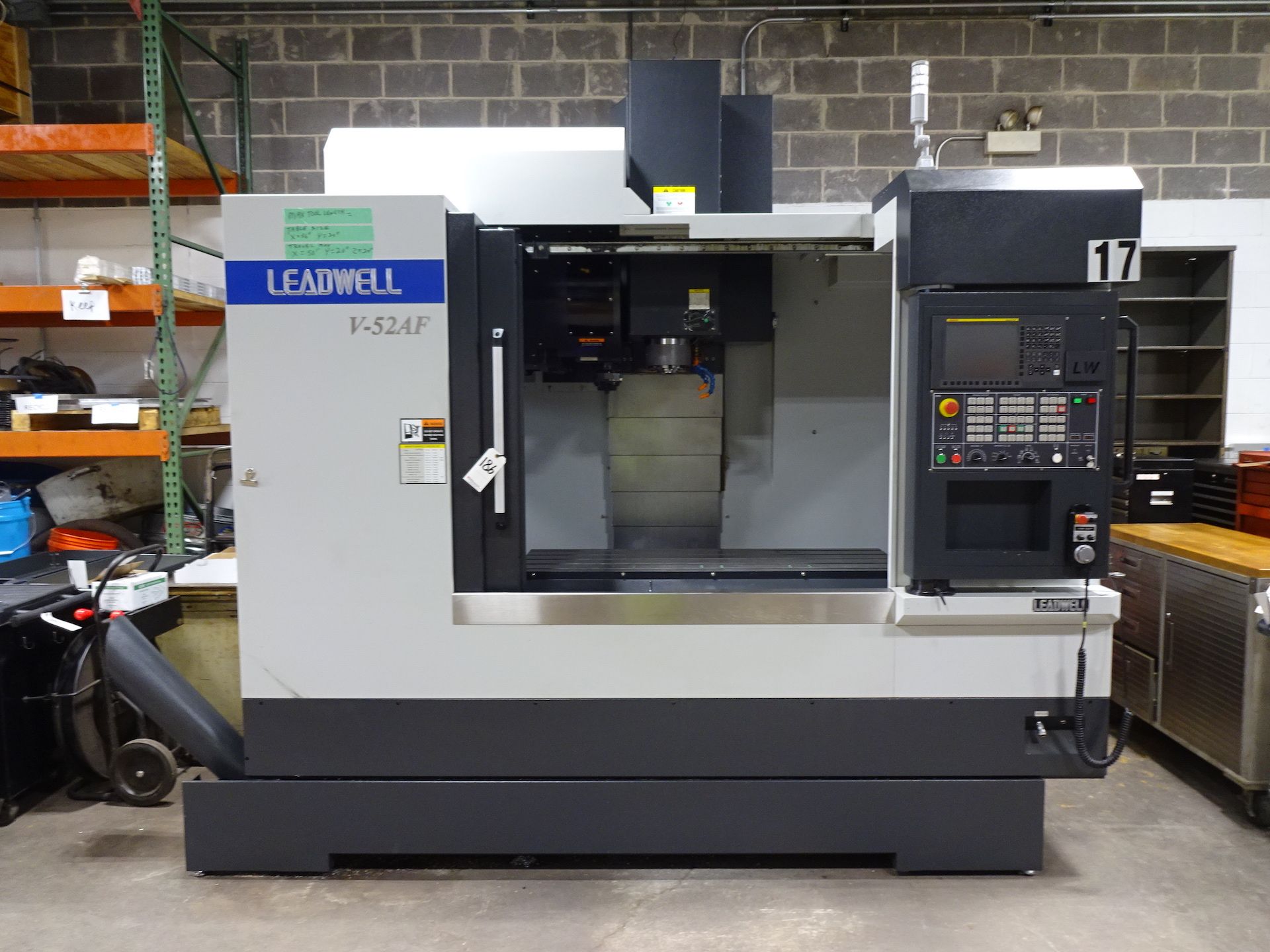 2019 LEADWELL MODEL V-52AF CNC VERTICAL MACHINING CENTER, S/N L2TAH0062 (M17), 56 IN. X 20 IN. T- - Image 4 of 15