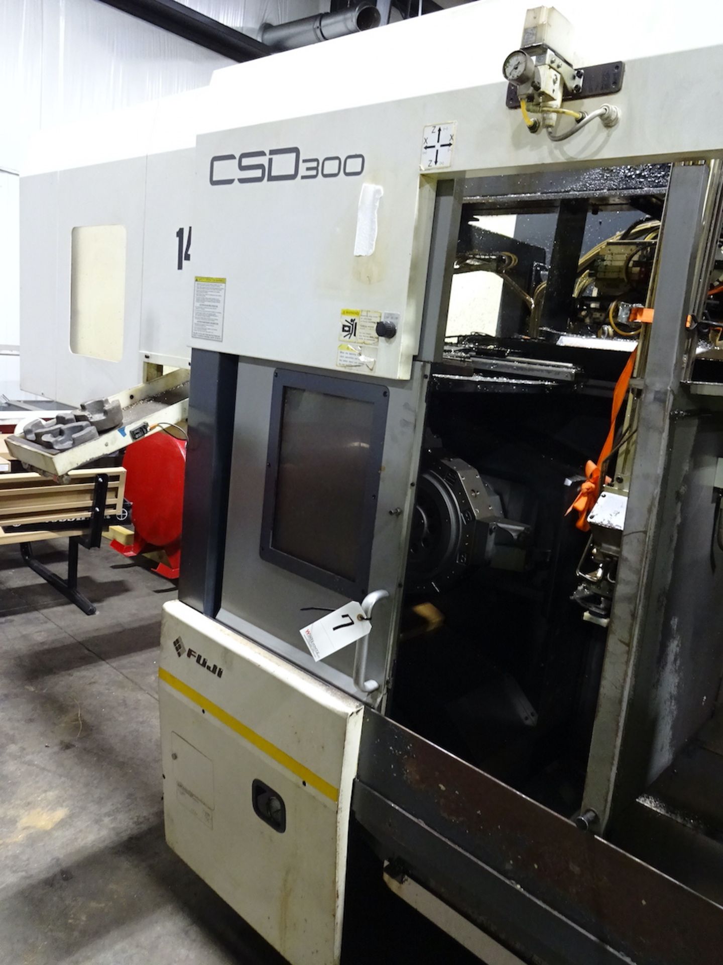 FUJI CSD-300 TWIN SPINDLE CNC LATHE (2014) S/N SE0102377, GANTRY LOAD AND STOCKER TABLE, RECOMMENDED - Image 6 of 25