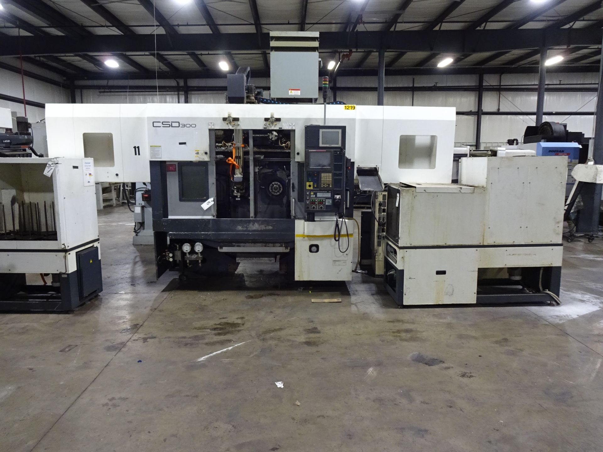 FUJI CSD-300 TWIN SPINDLE CNC LATHE (2014) S/N SE0102378, GANTRY LOAD AND STOCKER TABLE, RECOMMENDED