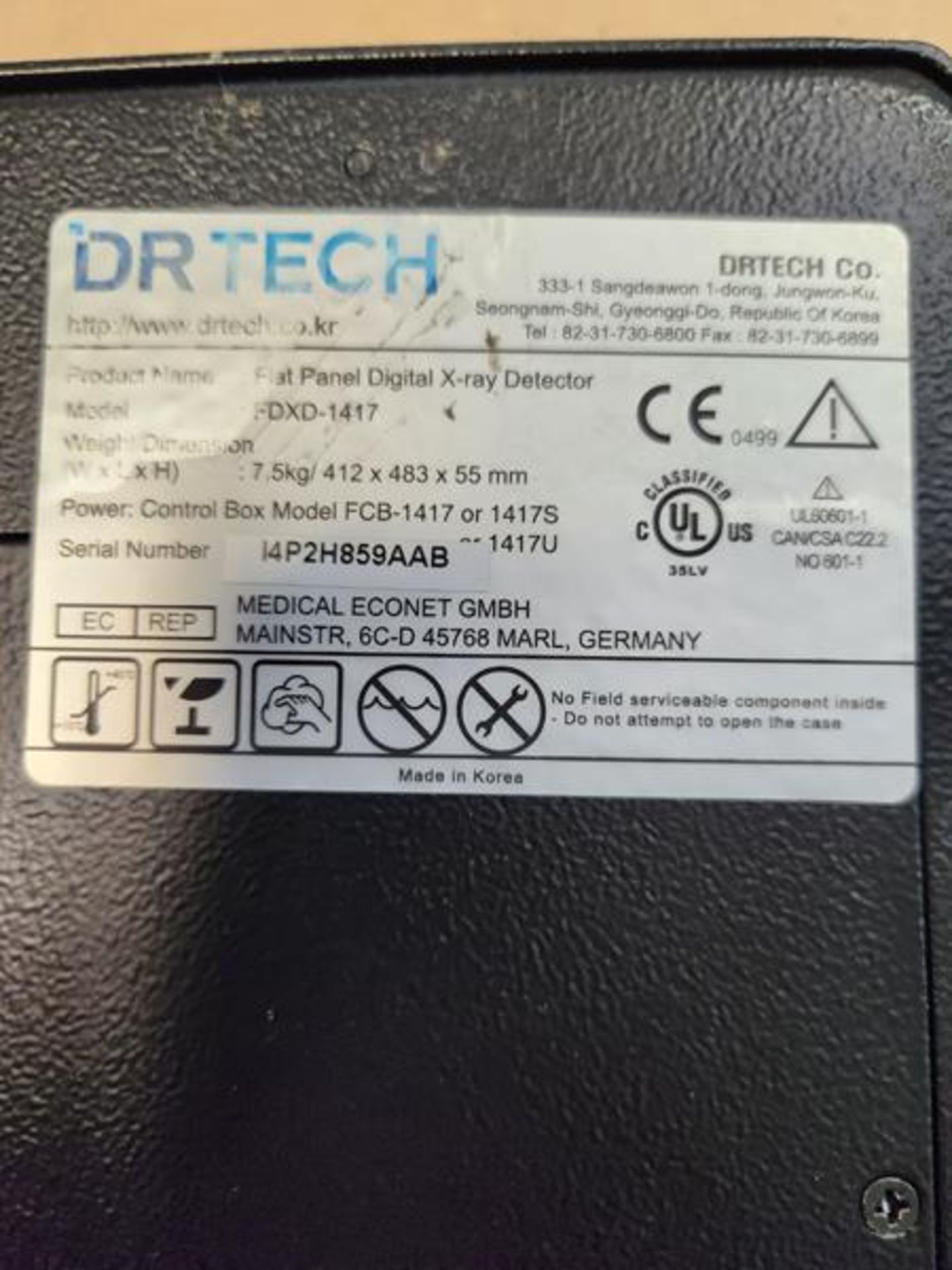 DR TECH FLAT PANEL DIGITAL X-RAY DETECTOR MODEL FDXD-1417 - SN I4P2H859AAB - Image 4 of 4