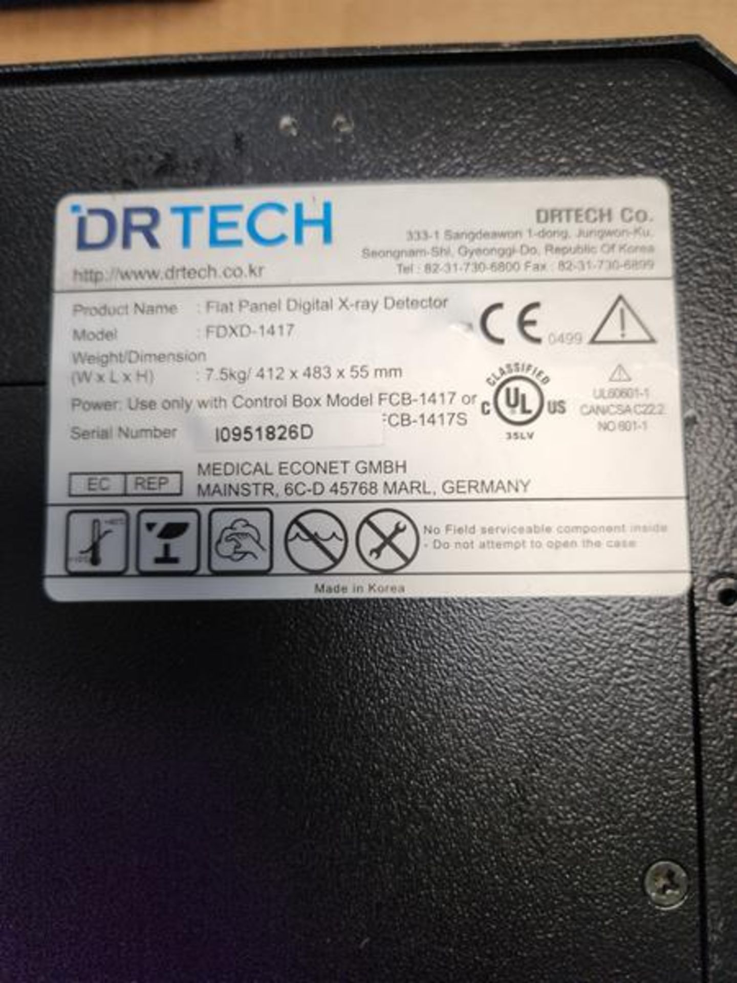 DR TECH FLAT PANEL DIGITAL X-RAY DETECTOR MODEL FDXD-1417 - SN I0951826D - Image 4 of 4