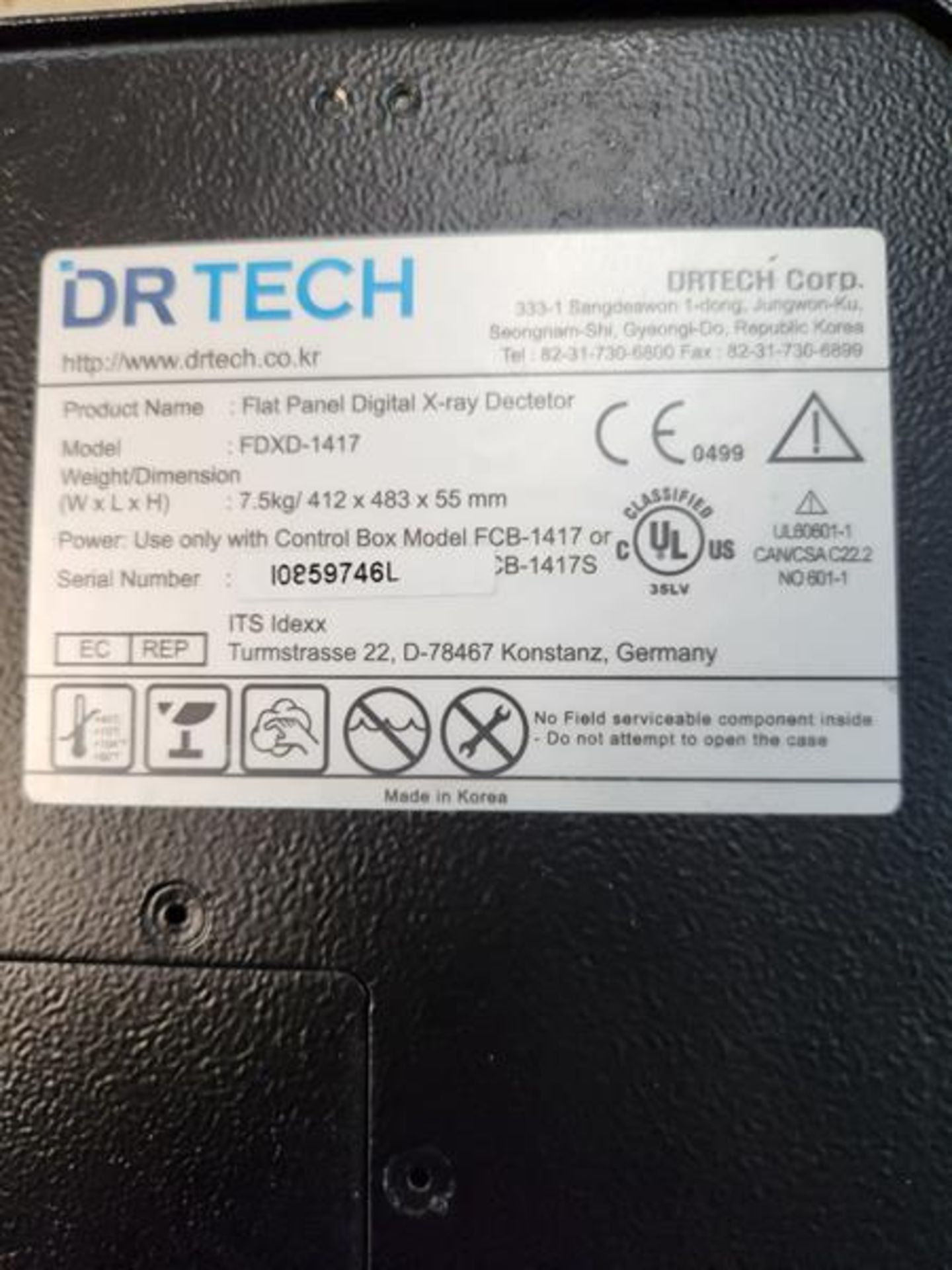 DR TECH FLAT PANEL DIGITAL X-RAY DETECTOR MODEL FDXD-1417 - SN I0859746L - Image 4 of 4