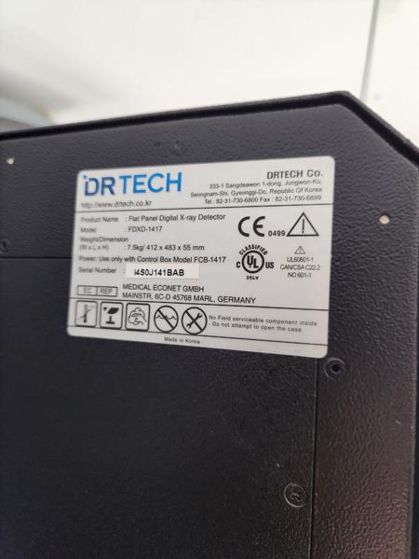 DR TECH FLAT PANEL DIGITAL X-RAY DETECTOR MODEL FDXD-1417 SN I4S0J141BAB - Image 4 of 4