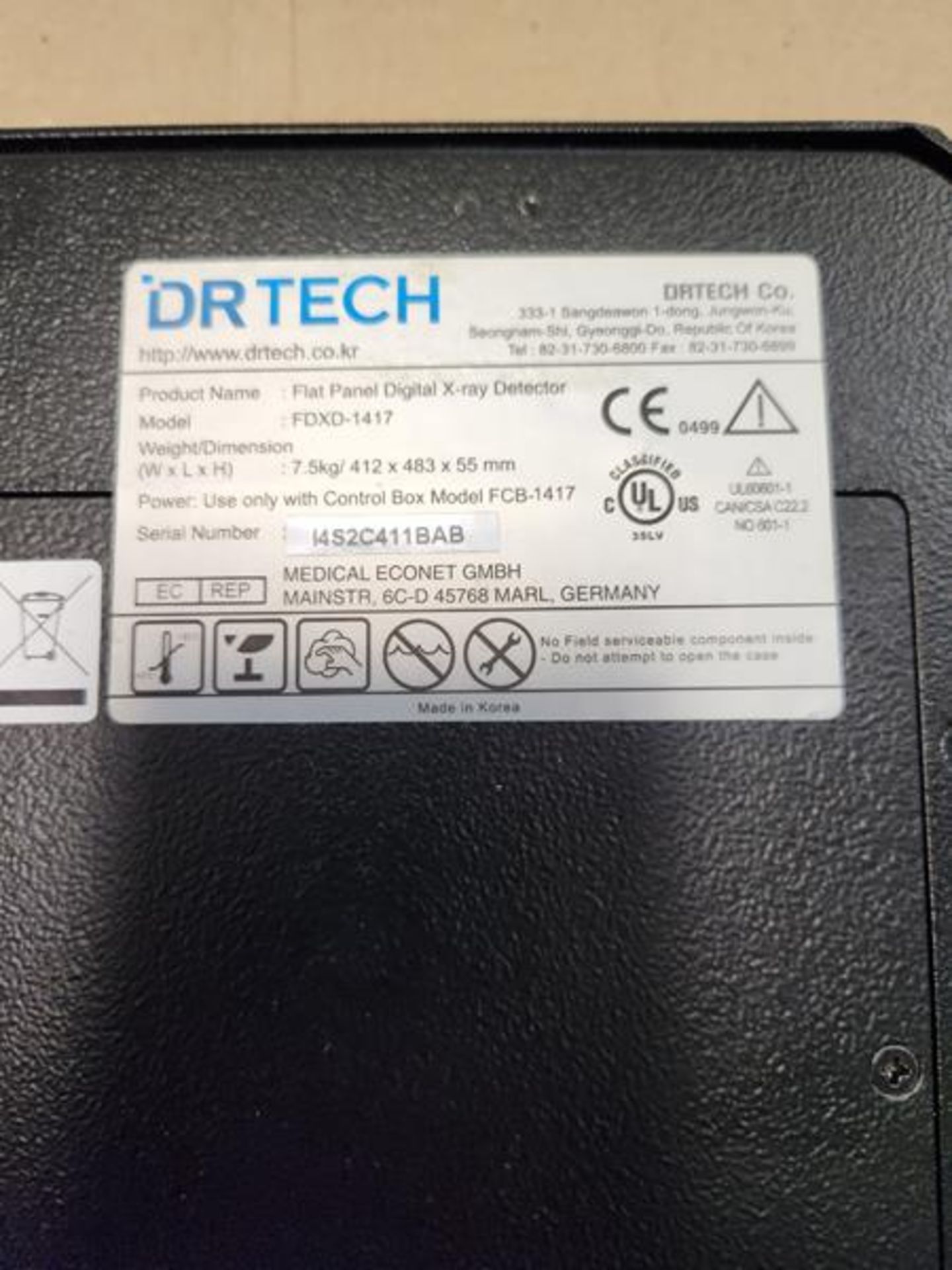 DR TECH FLAT PANEL DIGITAL X-RAY DETECTOR MODEL FDXD-1417 - SN I4S2C411BAB - Image 4 of 4