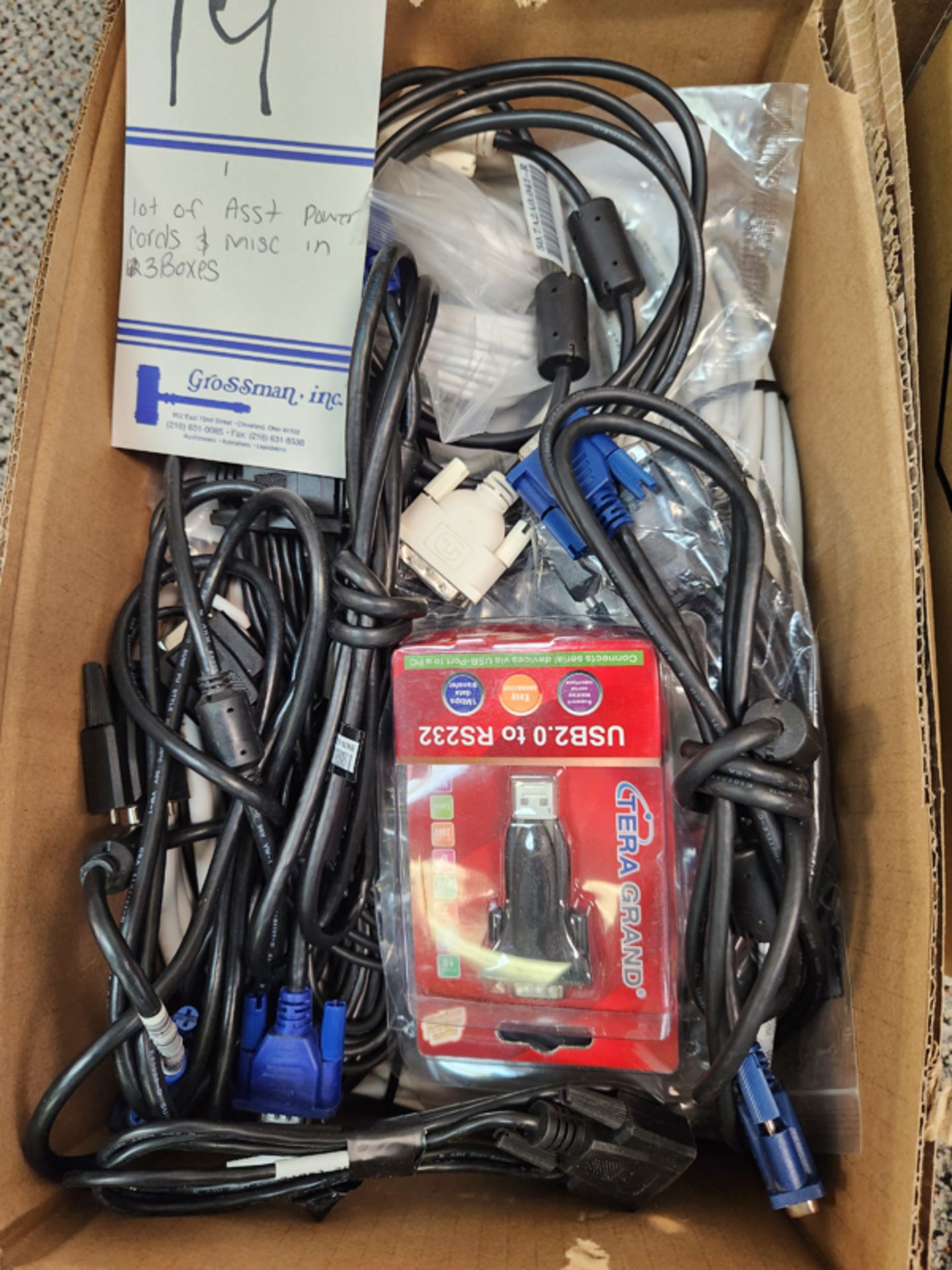 LOT OF ASSORTED POWER CORDS AND MISC IN 3 BOXES - Image 3 of 4