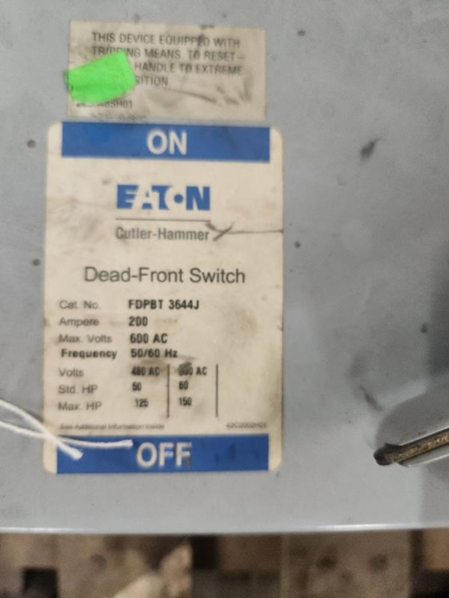 EATON FUSIBLE PANELBOARD SWITCH FDPBT3644J - Image 2 of 4