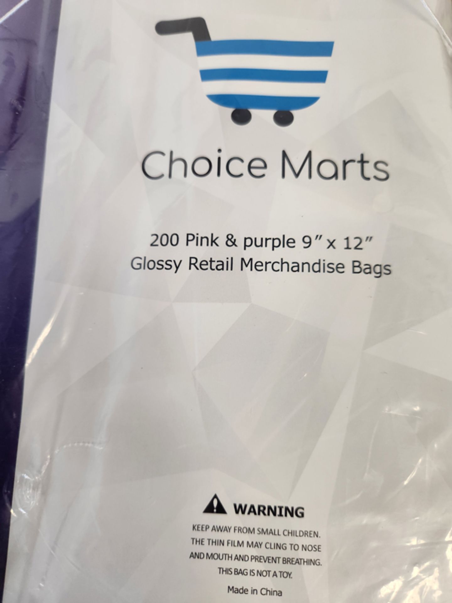 BAG OF 200 PINK AND PURPLE 9"X12" RETAIL MERCHANDISE BAGS - Image 2 of 3