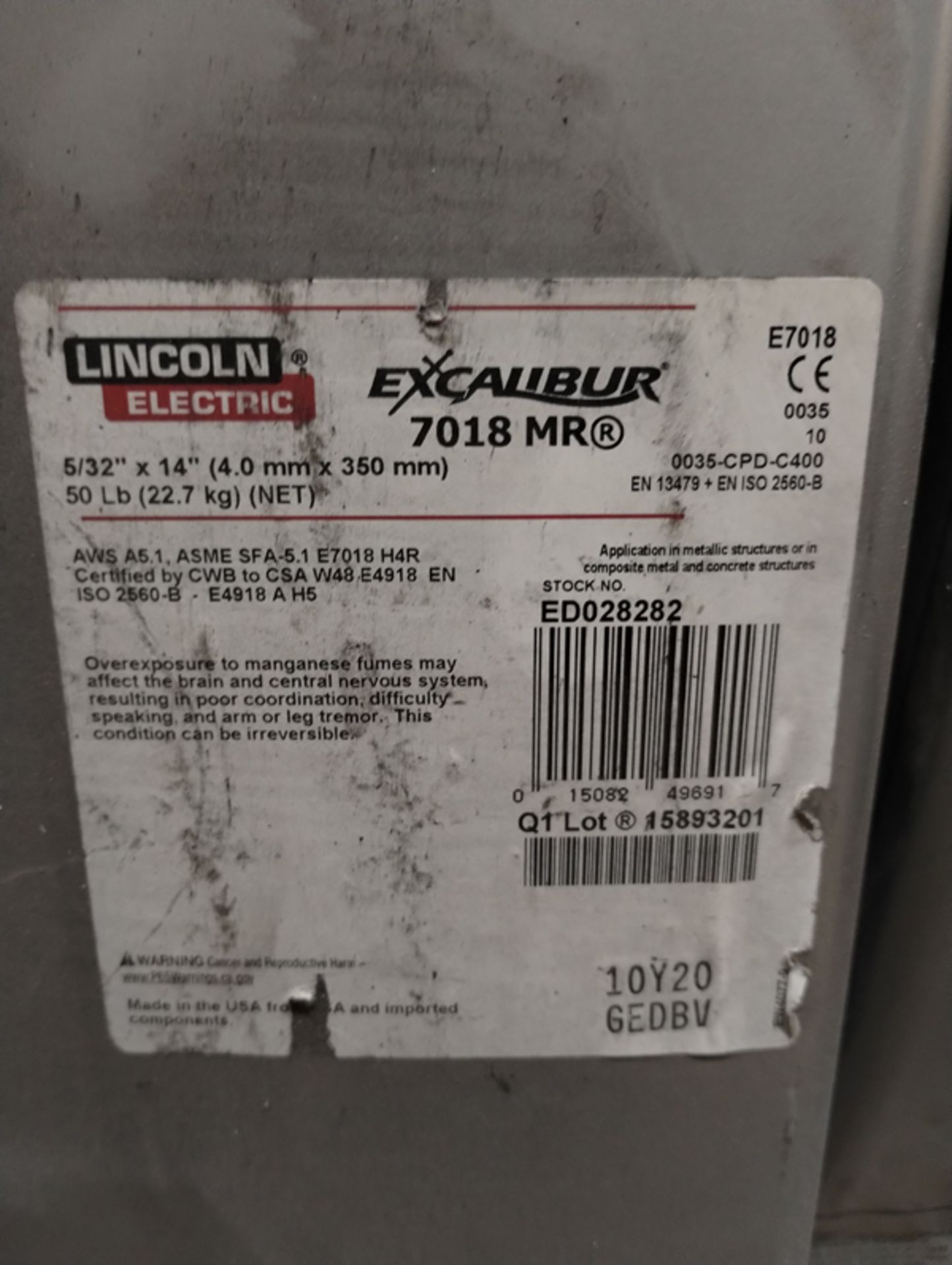 3 CANS OF LINCOLN ELECTRIC WELDING ROD ED028282 - EXCALIBUR 7018 MR