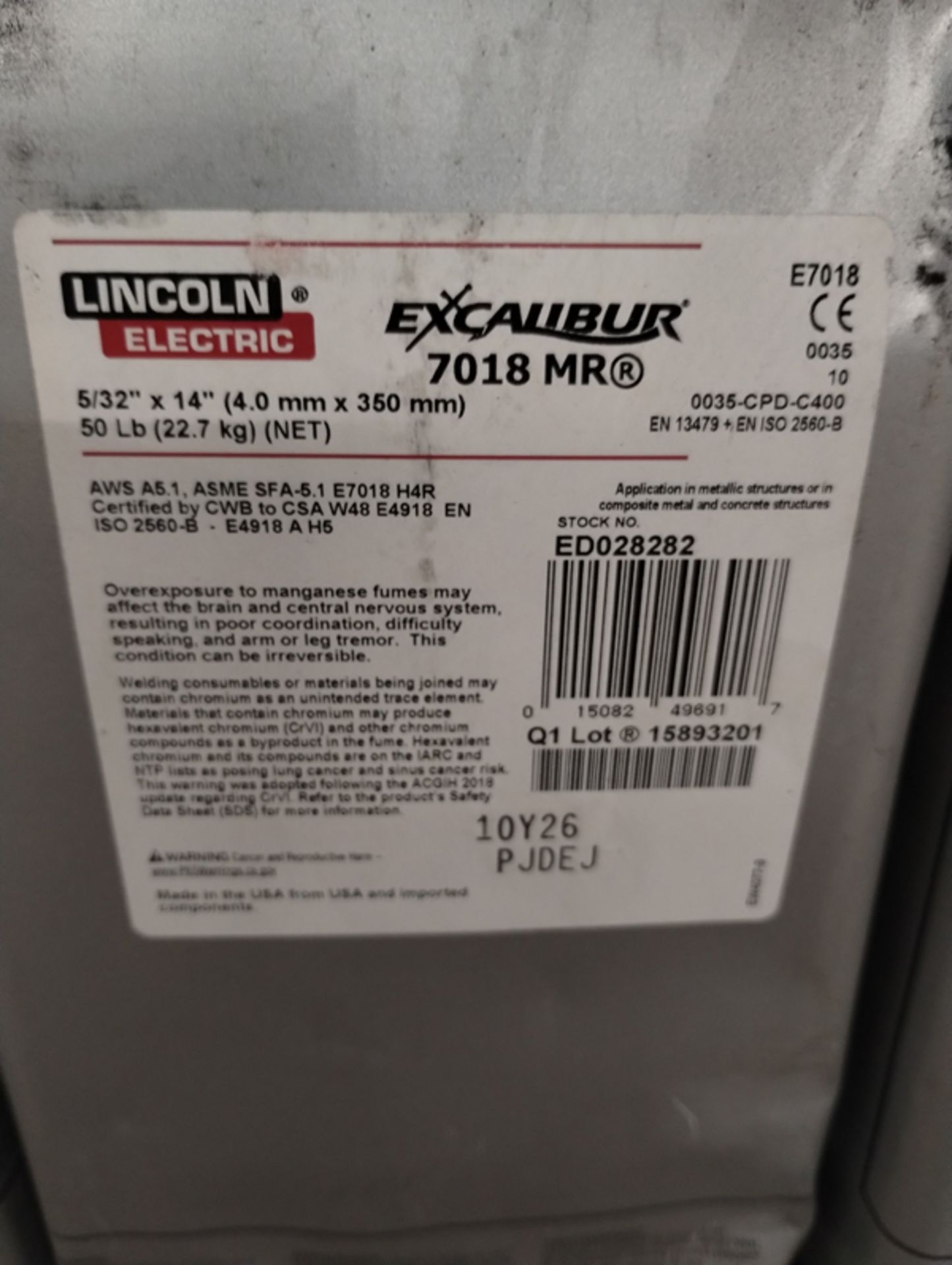2 CANS OF LINCOLN ELECTRIC EXCALIBUR 7018 MR WELDING RODS - Image 2 of 4