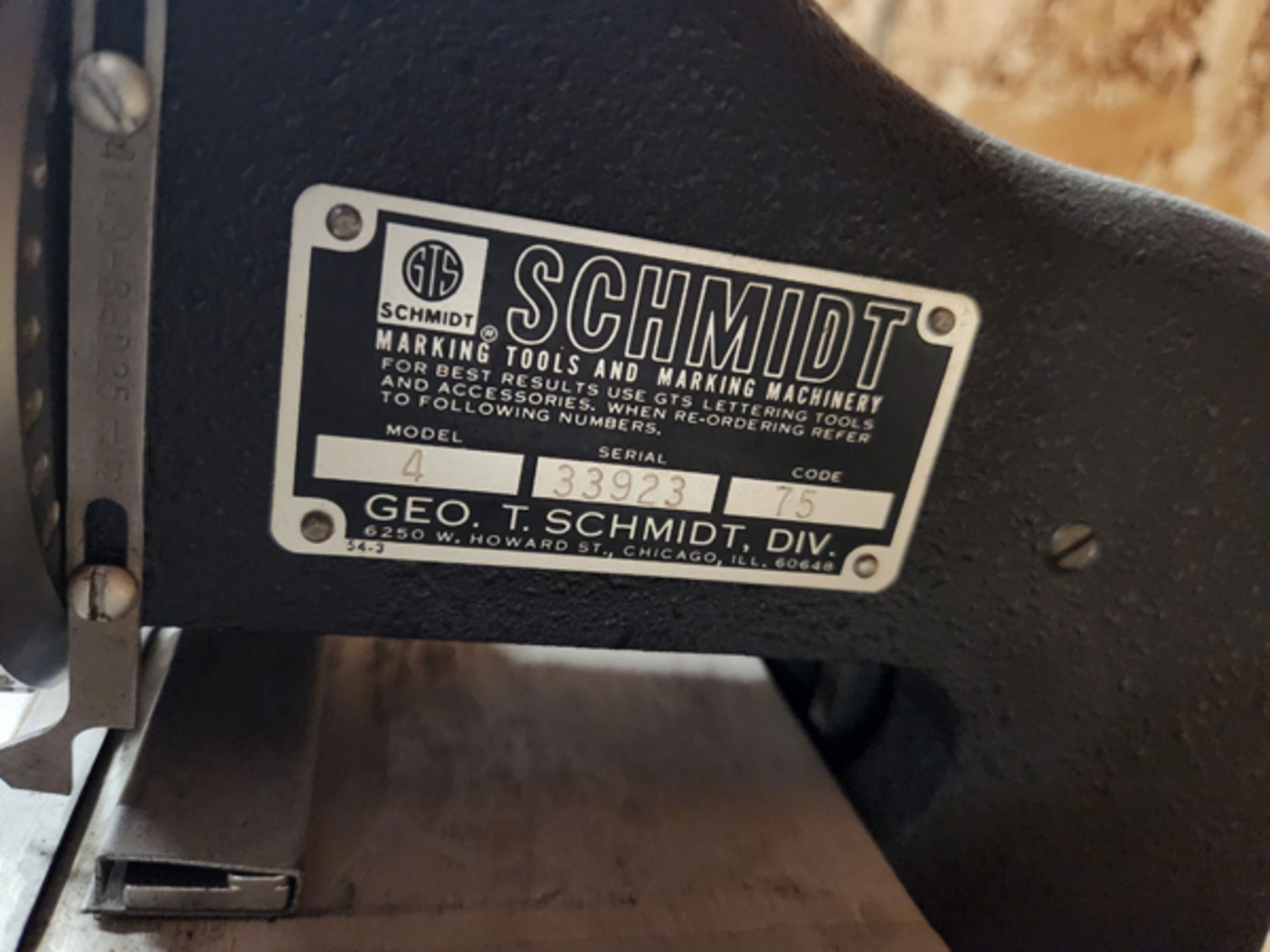 SCHMIDT NAME PLATE DETAIL PRESS - MODEL 4 AND SCOTCH EA200 LABELER - Image 4 of 5