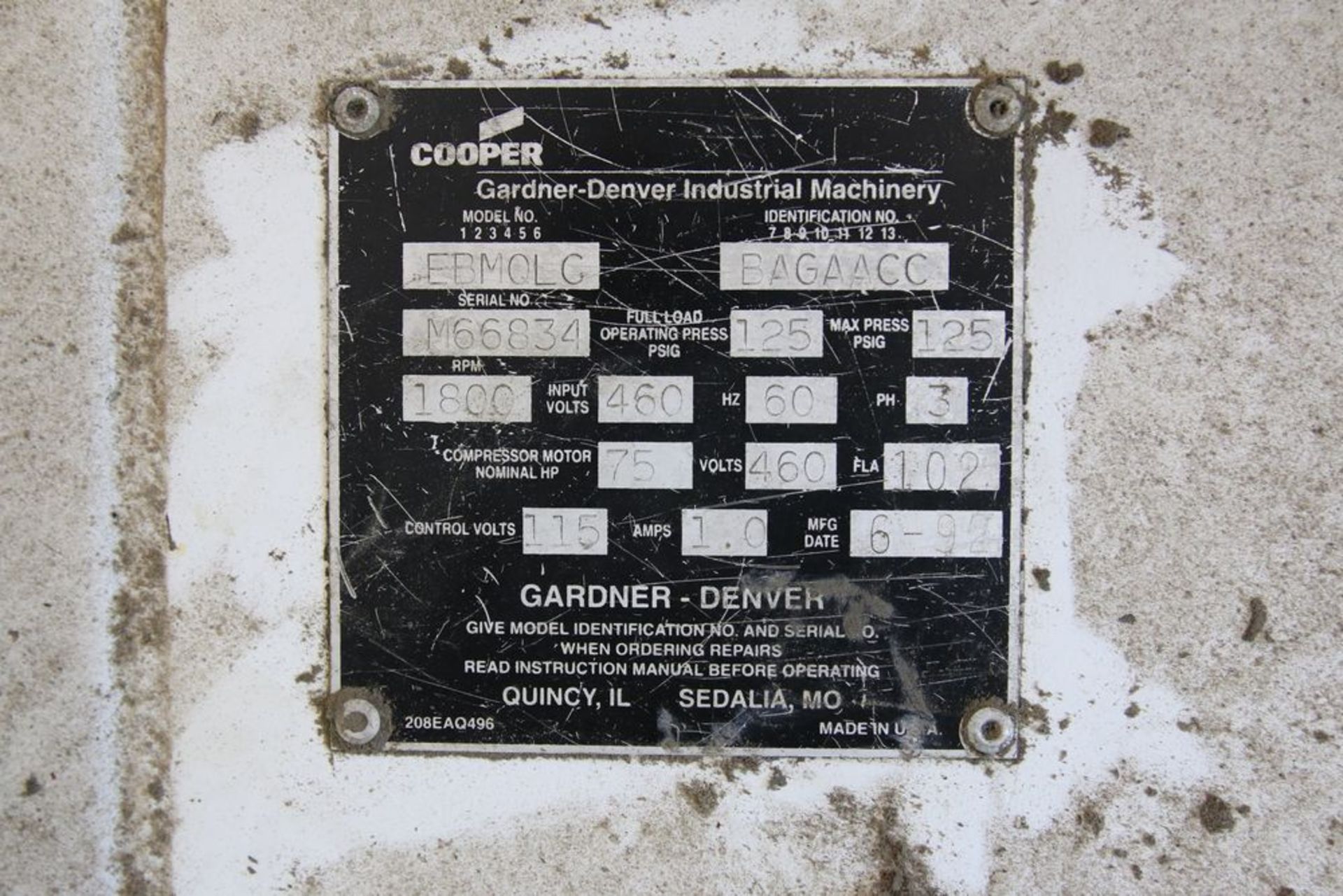 Gardner -Denver EBMOLC Air Compressor - Image 6 of 6