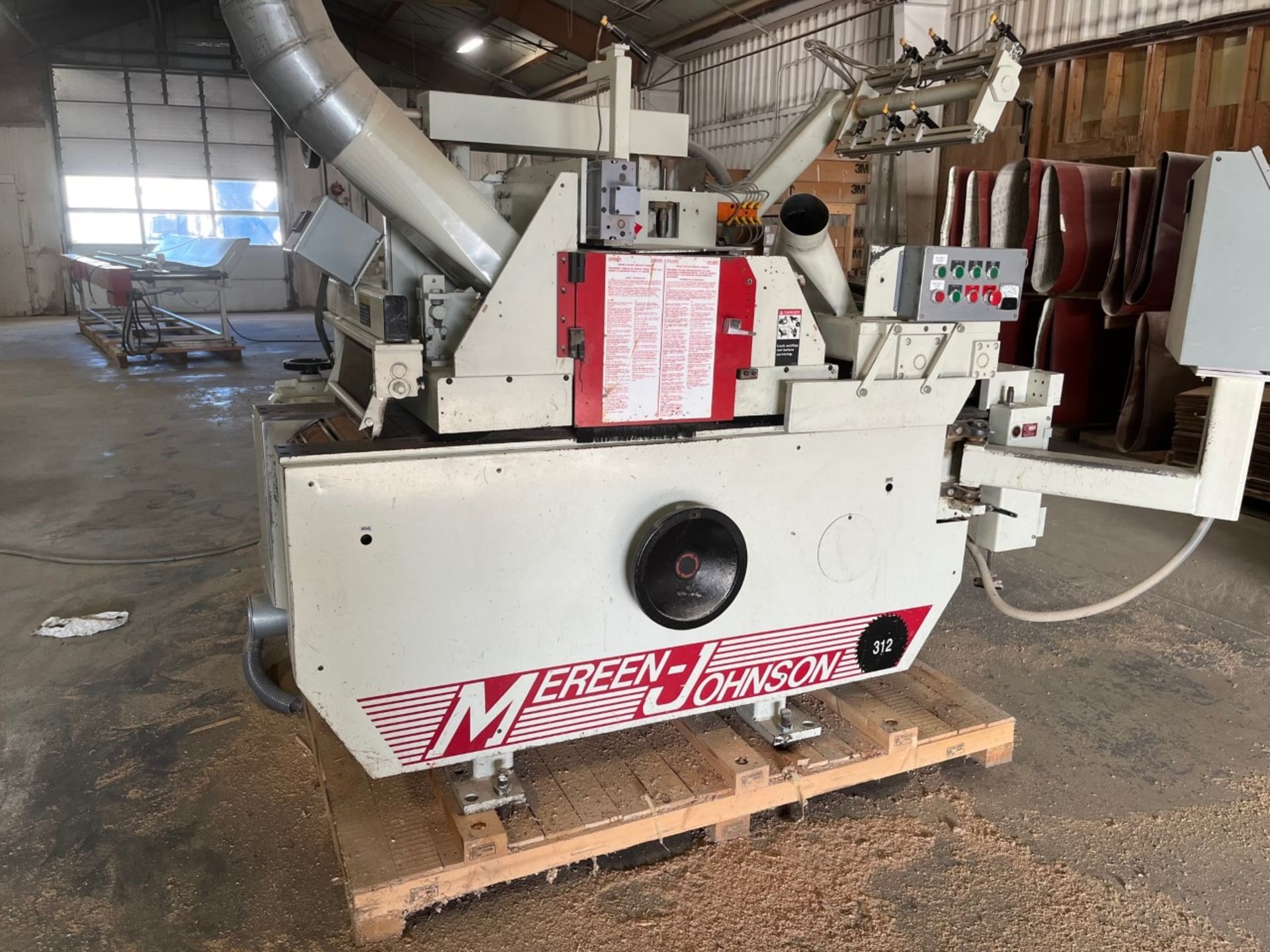 MEREEN JOHNSON GANG RIP SAW, MODEL 312DC SRI WITH 20' MANUAL ROLLING CONVEYOR