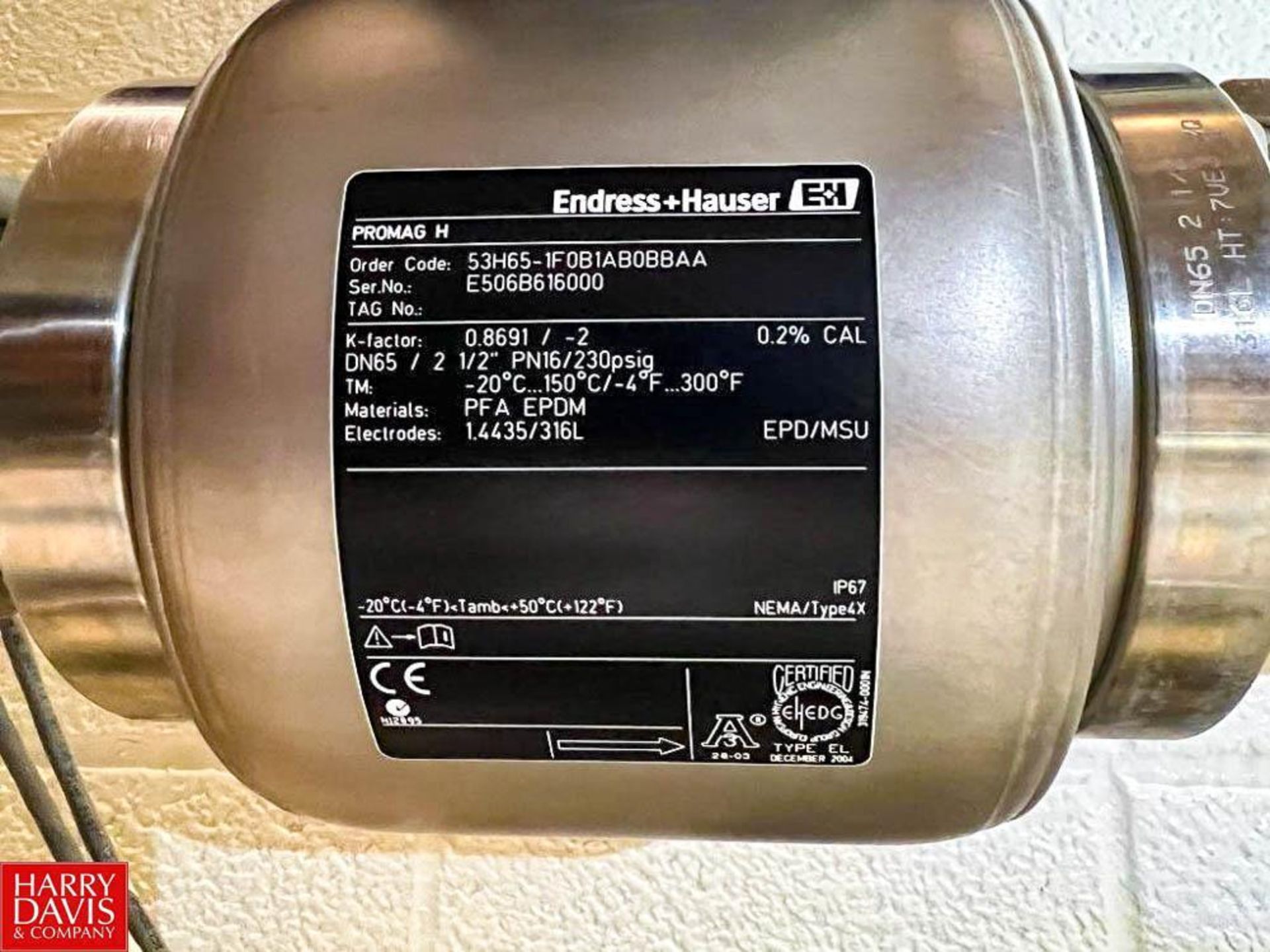 Endress+Hauser ProMag H S/S Flow Meter, Order Code: 53H65-1F0B1AB0BBAA, S/N: E506B616000 - Image 2 of 2
