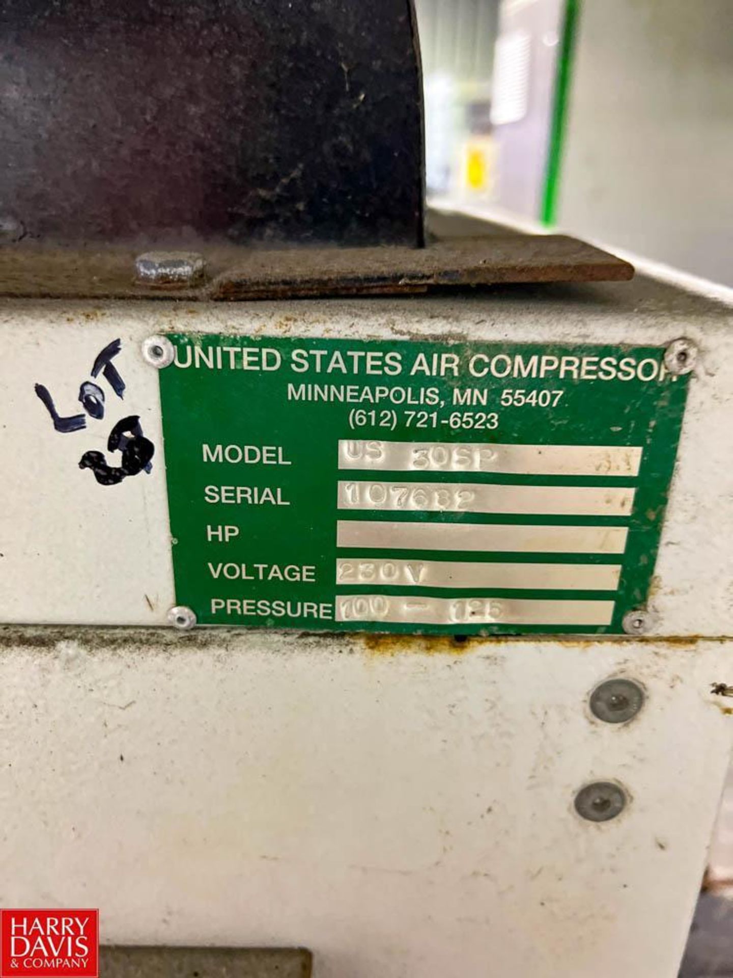 2015 US Air Compressor 30 HP 125 PSI Air Compressor, Model: US 30 SP, S/N: 107682 - Image 2 of 2